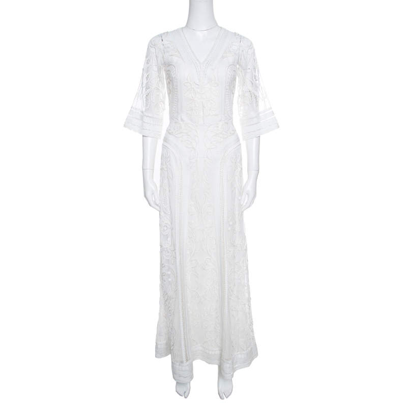 فستان سهرة تمبرلي لندن تول أبيض أوف وايت مطرز S