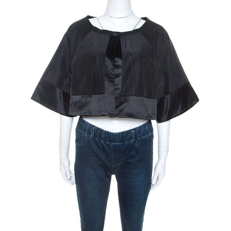 Pre Owned Temperley Black Cotton and Satin Trim Palais Bolero XXL