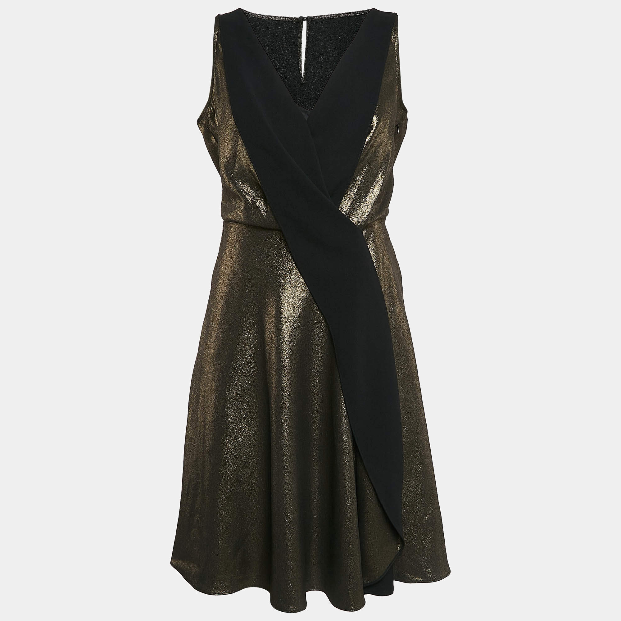 Temperly London Metallic Lamé V-Neck Edom Mini Dress M