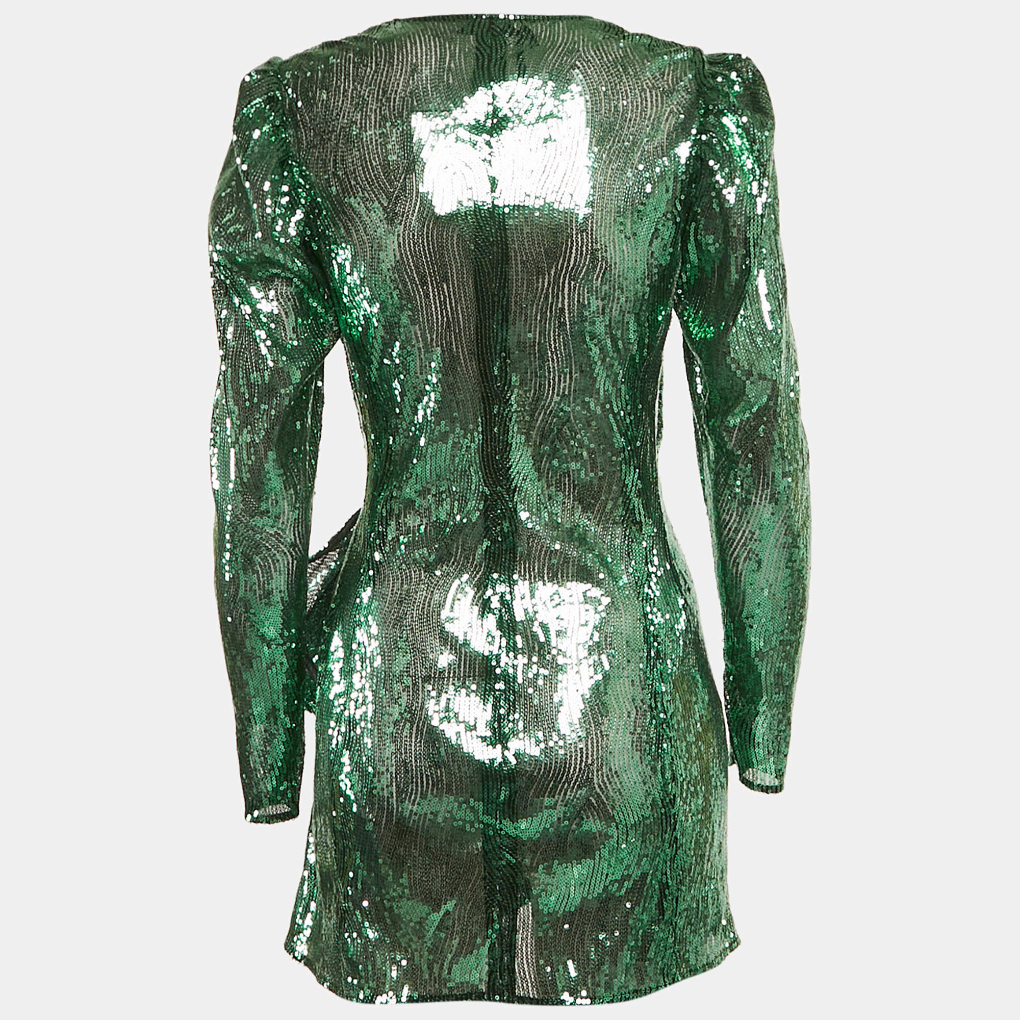 The Attico Green Sequin Ruffled Mini Wrap Dress M The Attico TLC UAE