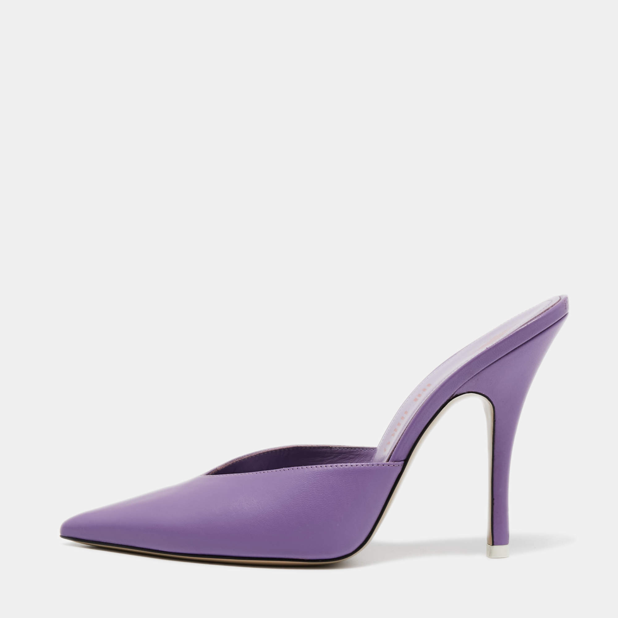 The Attico Purple Leather Venus Pointed Toe Mules Size 40