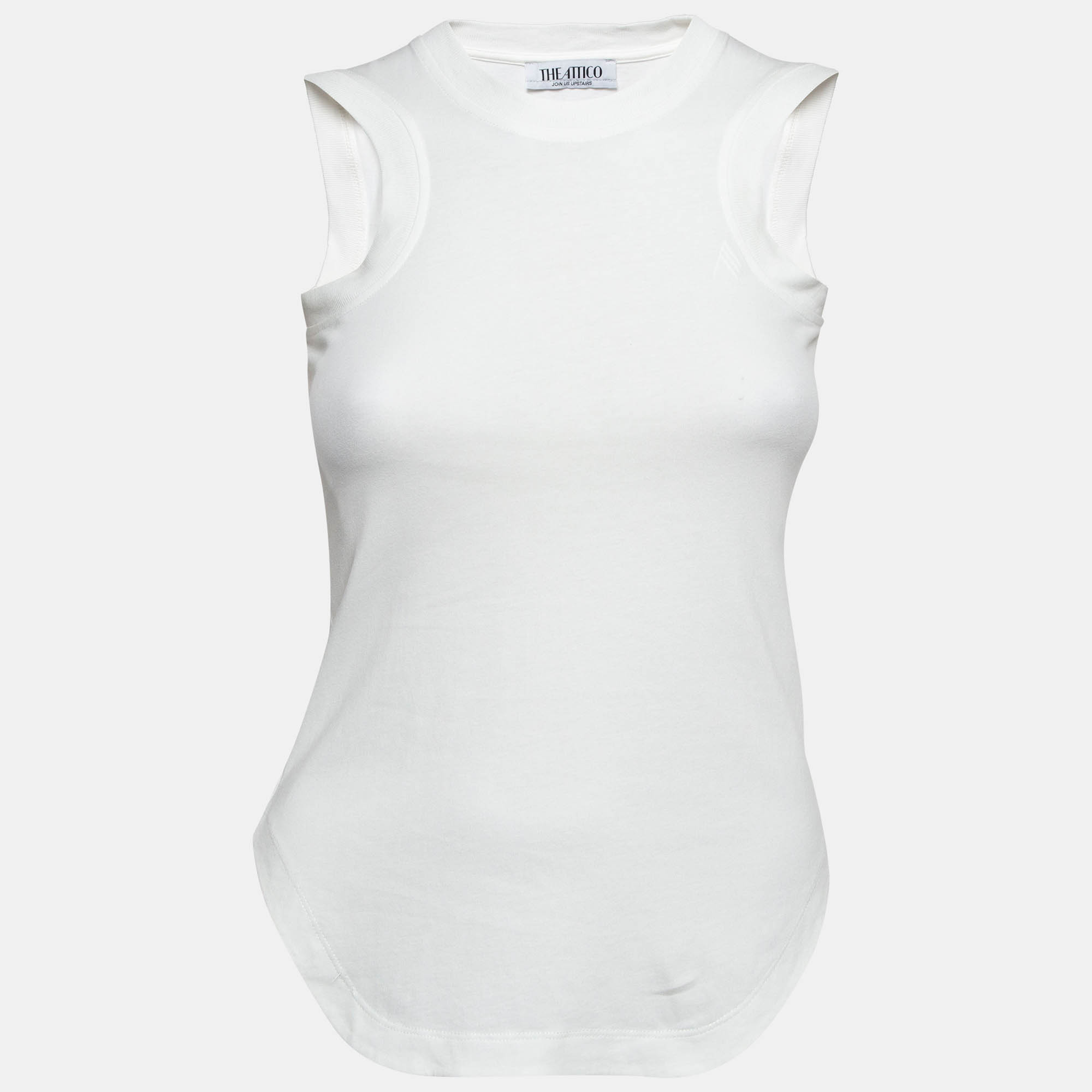 Pre Owned The Attico White Cotton Jersey Tank Top XXS