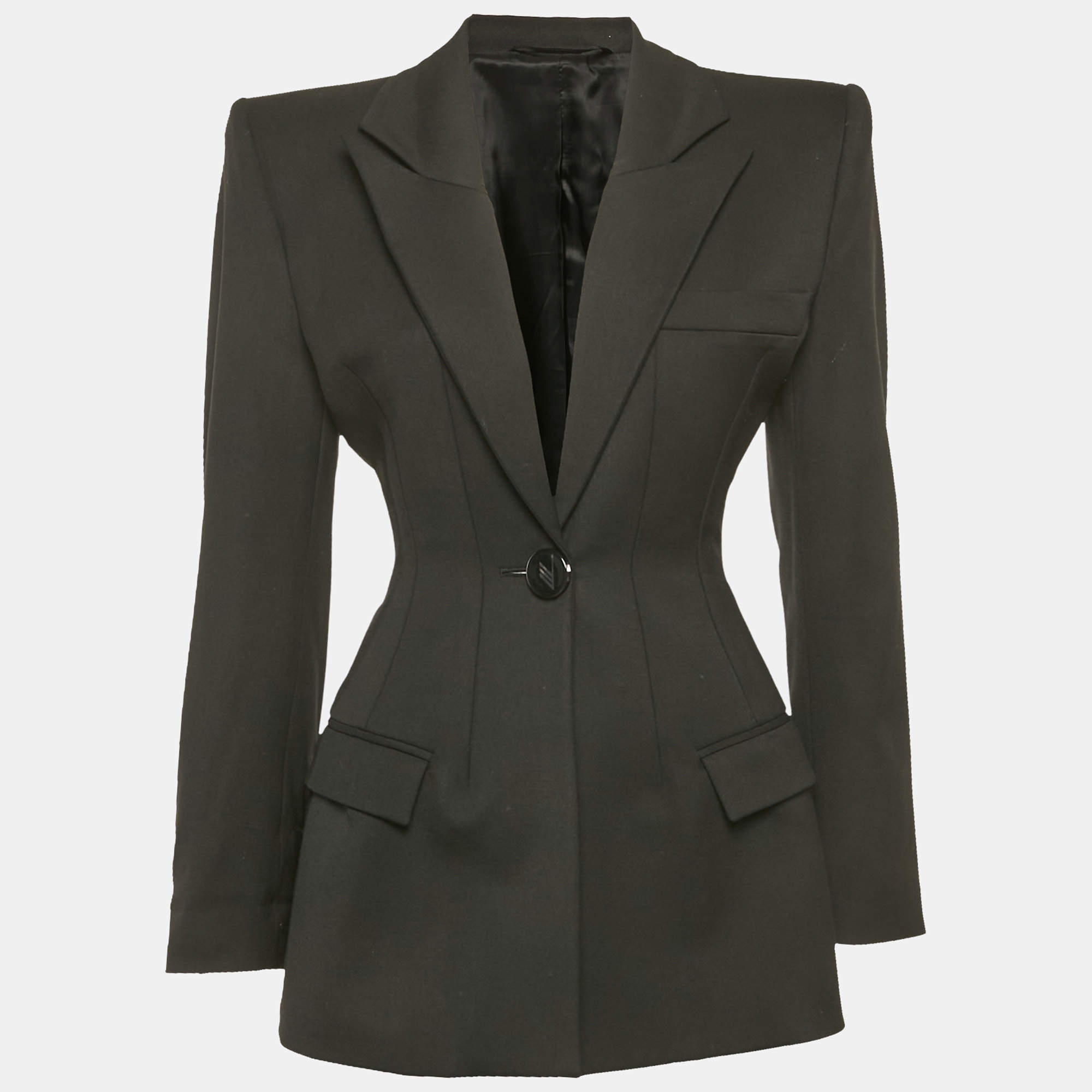 Pre Owned The Attico Black Wool Gabardine Tailored Blazer XS