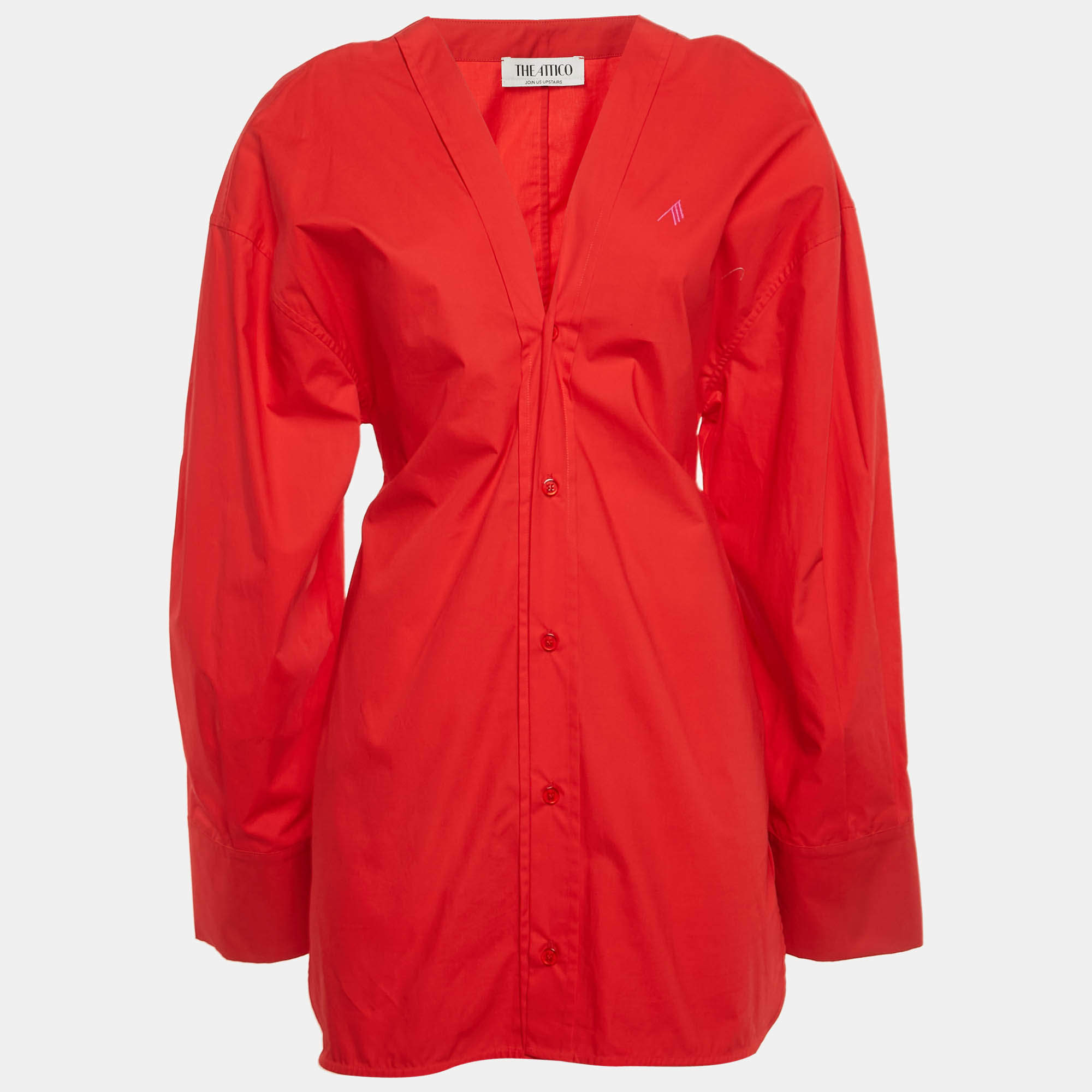 Pre Owned The Attico Red Cotton Chemisier Mini Dress S