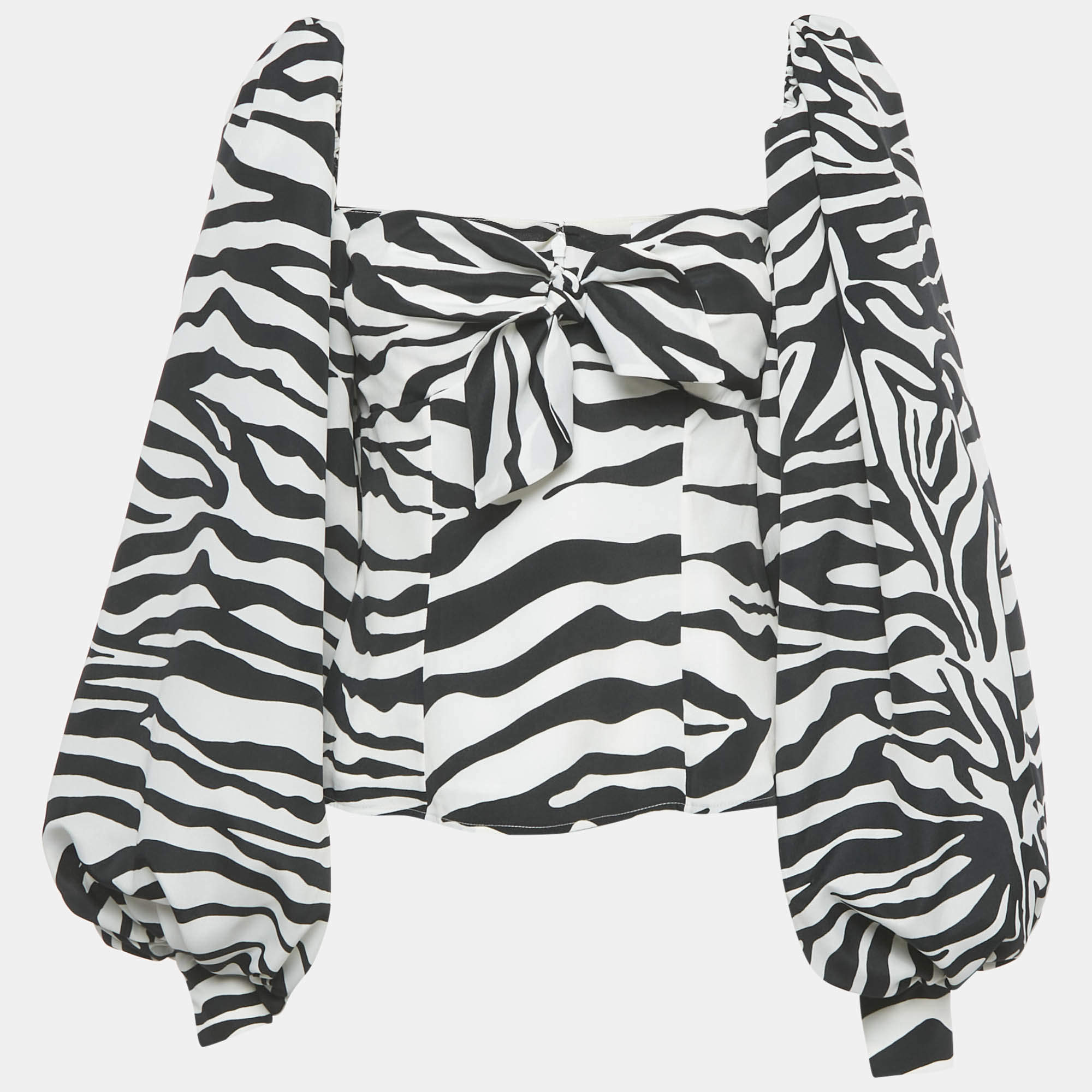 Pre Owned The Attico Black/White Animal Print Crepe Top M