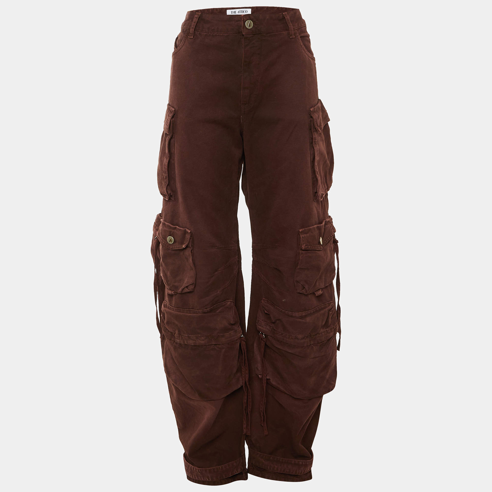 Pre Owned {"name_ar": "ذا أتيكو جينز دنيم خمري فيرن طويلة للحمولة مقاس كبير جداً خصر 34 بوصة"}