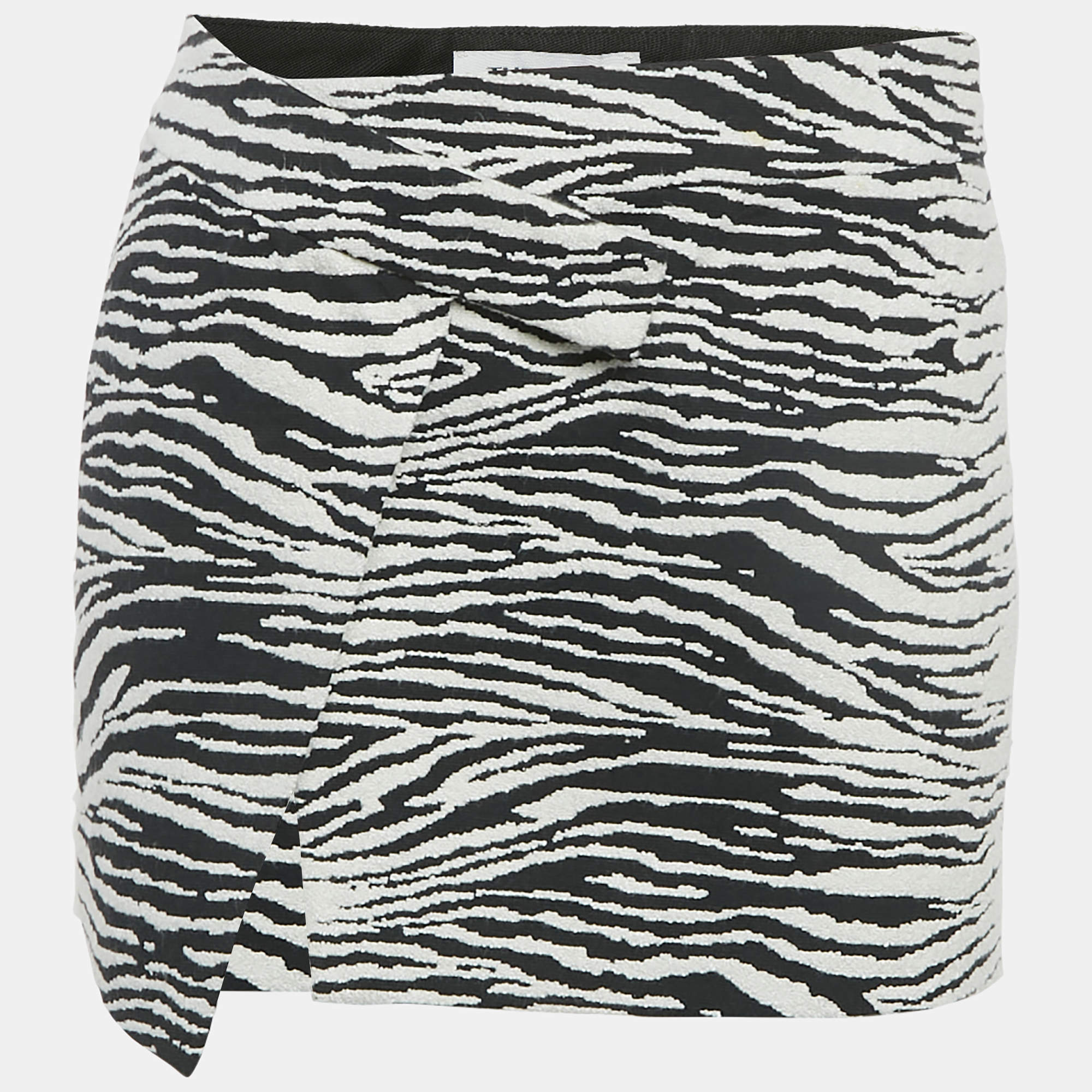 مملوكة مسبقًا The Attico Black White/Black Zebra Jacquard Wrap Mini Skirt S