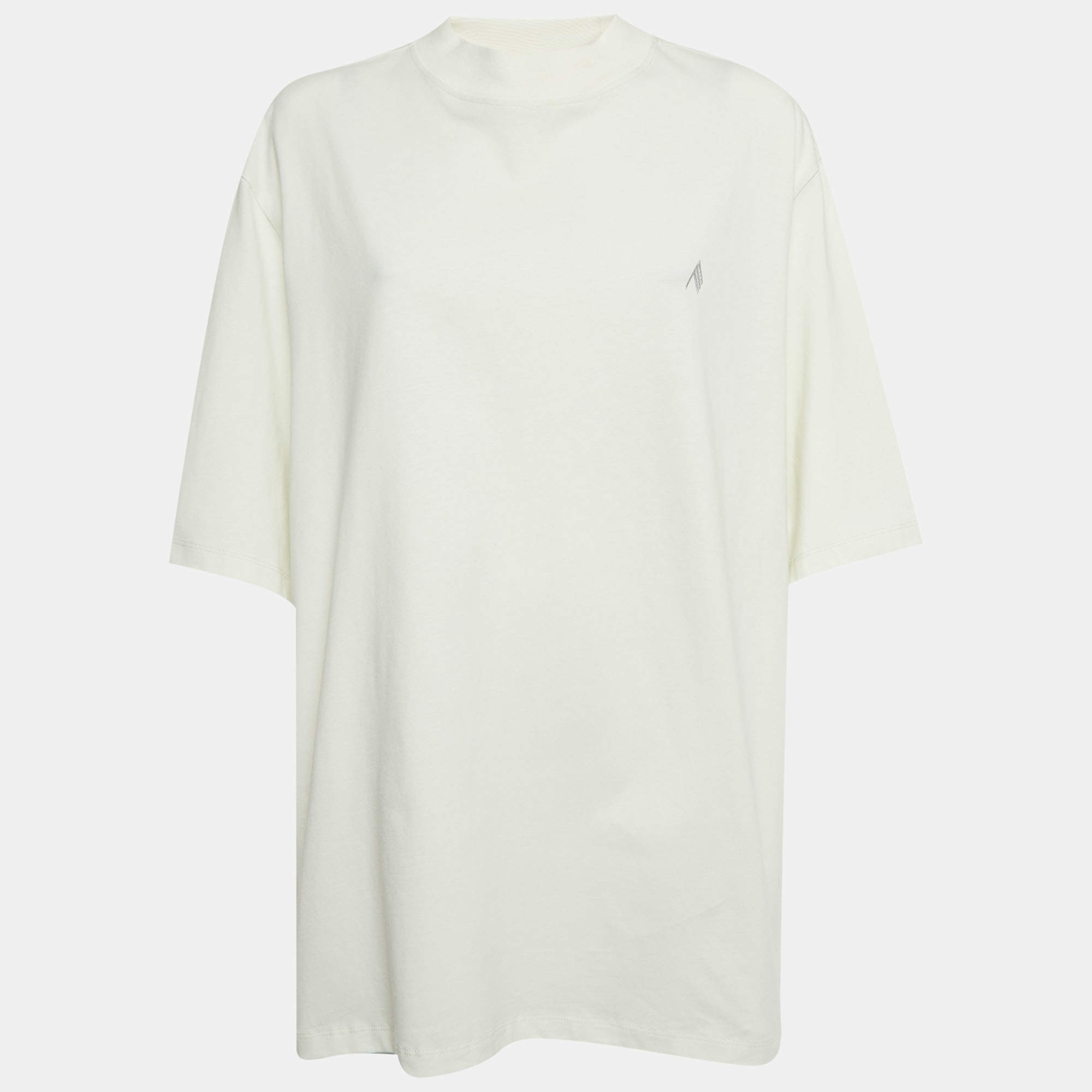مملوكة مسبقًا The Attico Light Green Cotton Kilie Mock Neck T-Shirt M