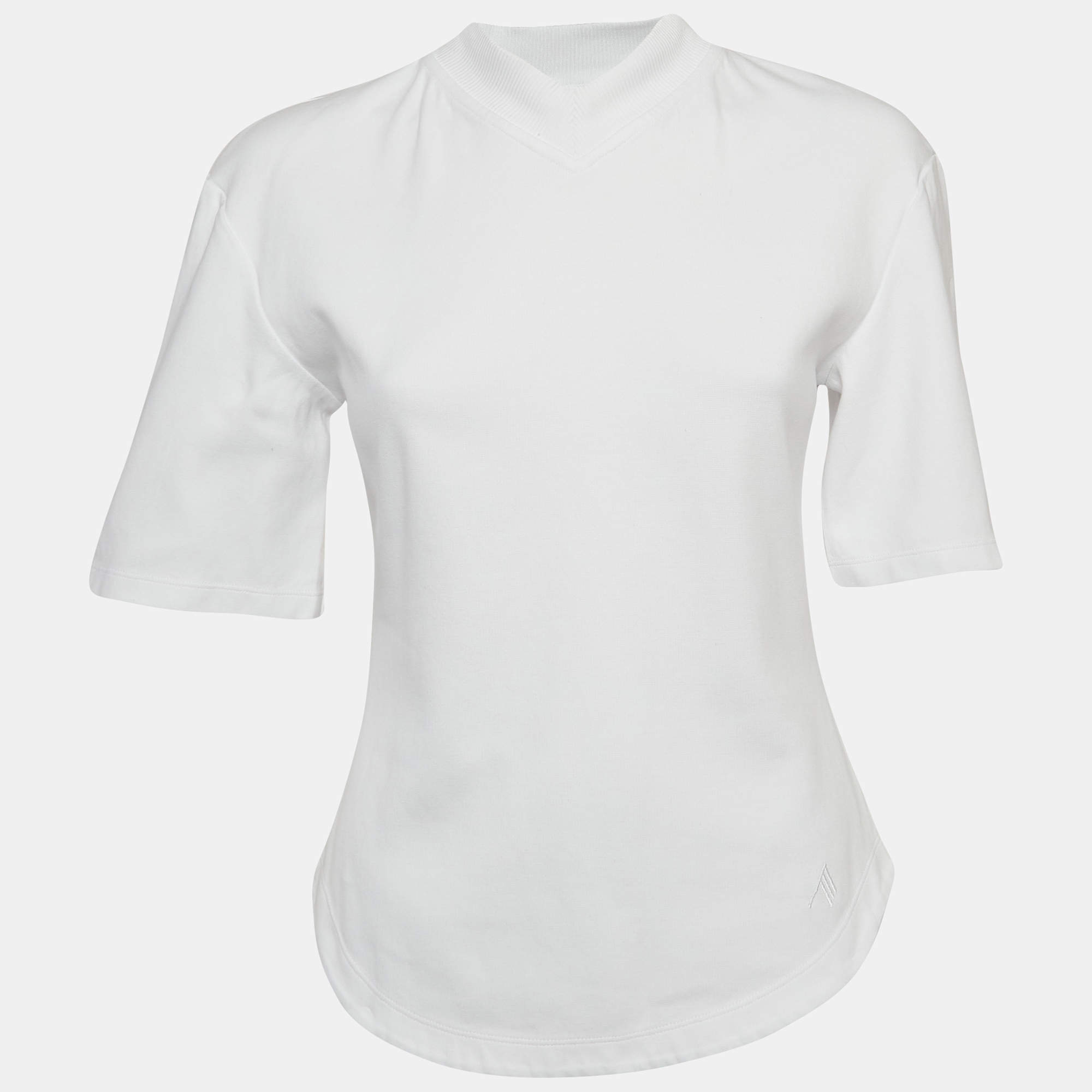 Pre Owned The Attico White Cotton Knit V-Neck T-Shirt S