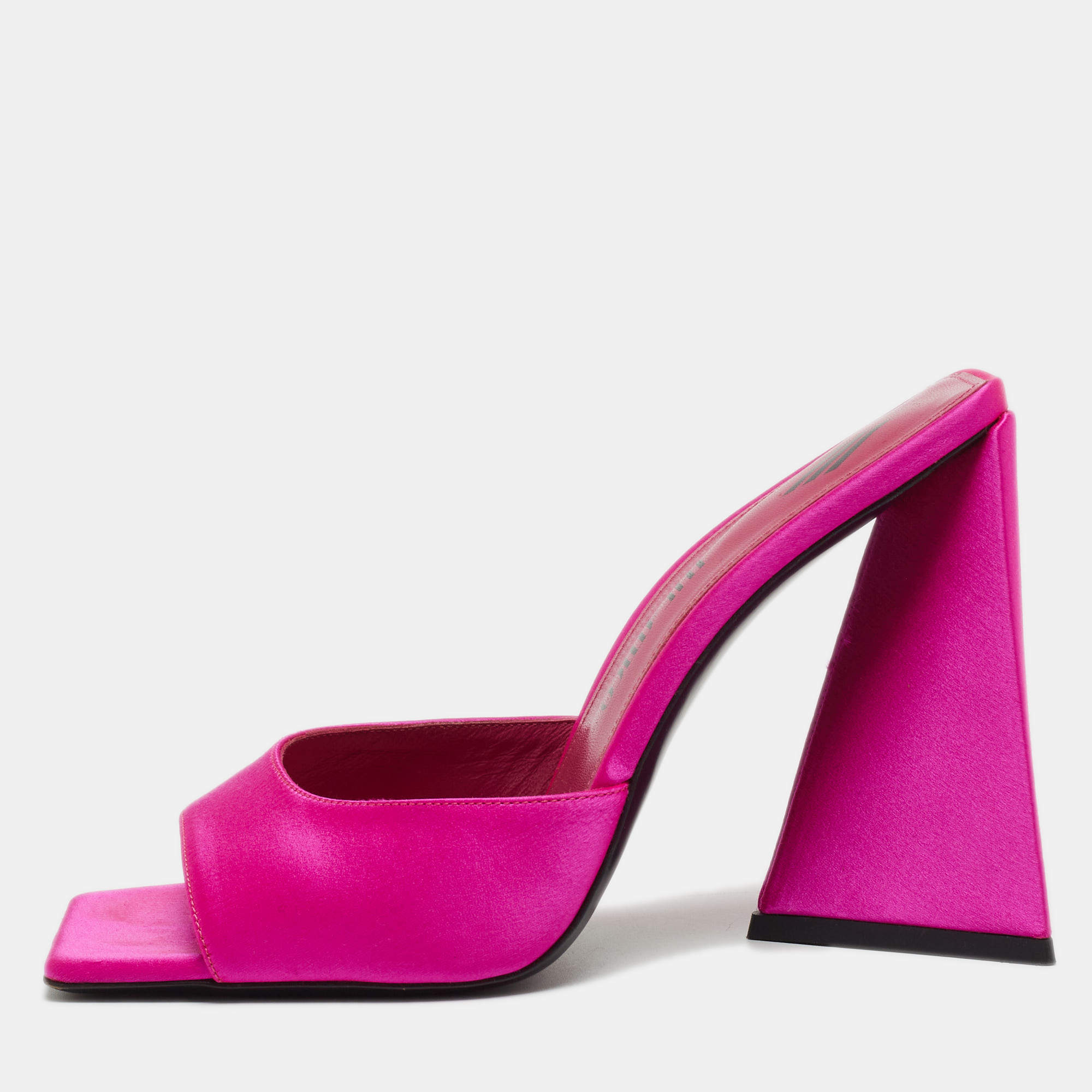 The Attico Pink Satin Devon Slide Size 40