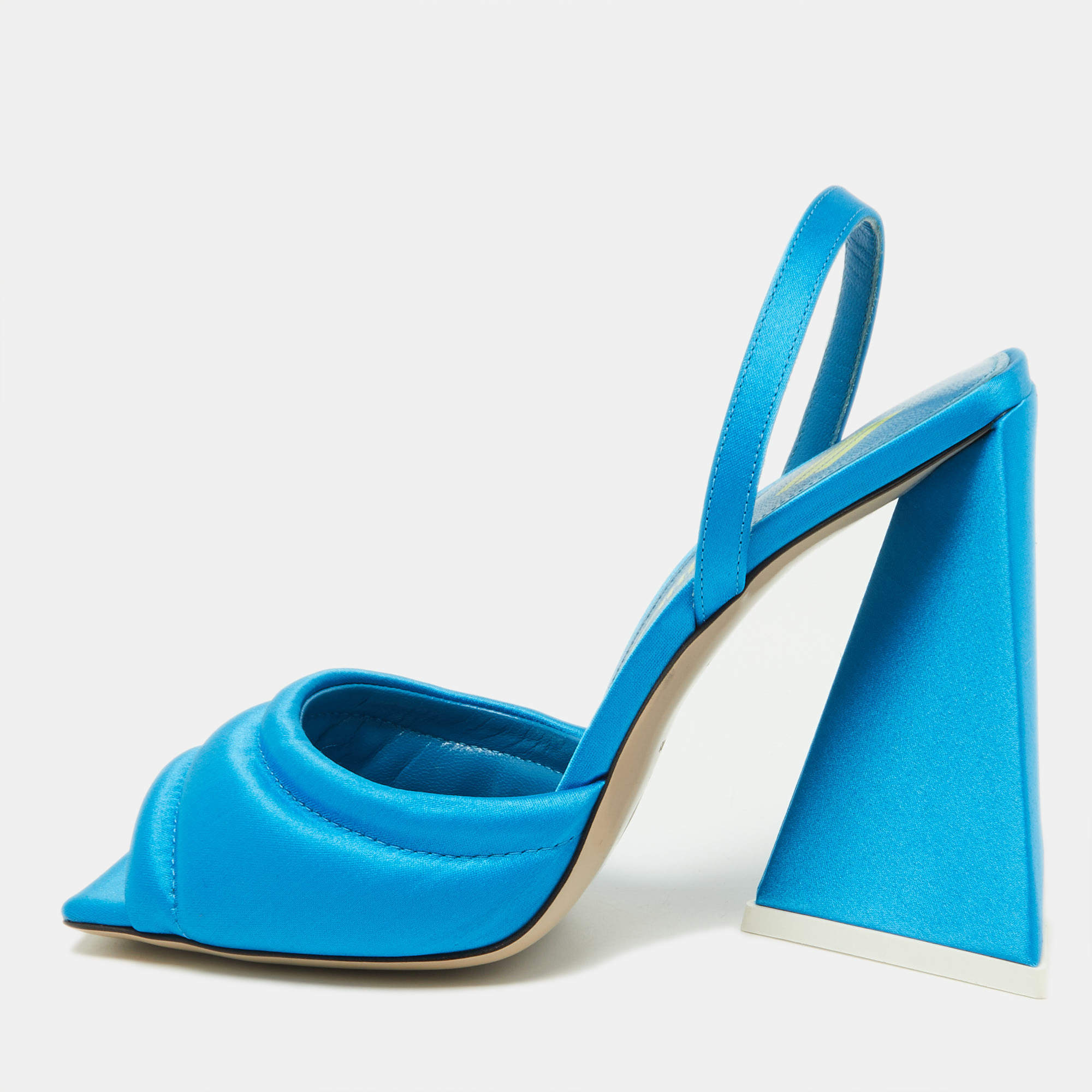 The Attico Blue Satin Devon Ankle Strap Sandals Size 37