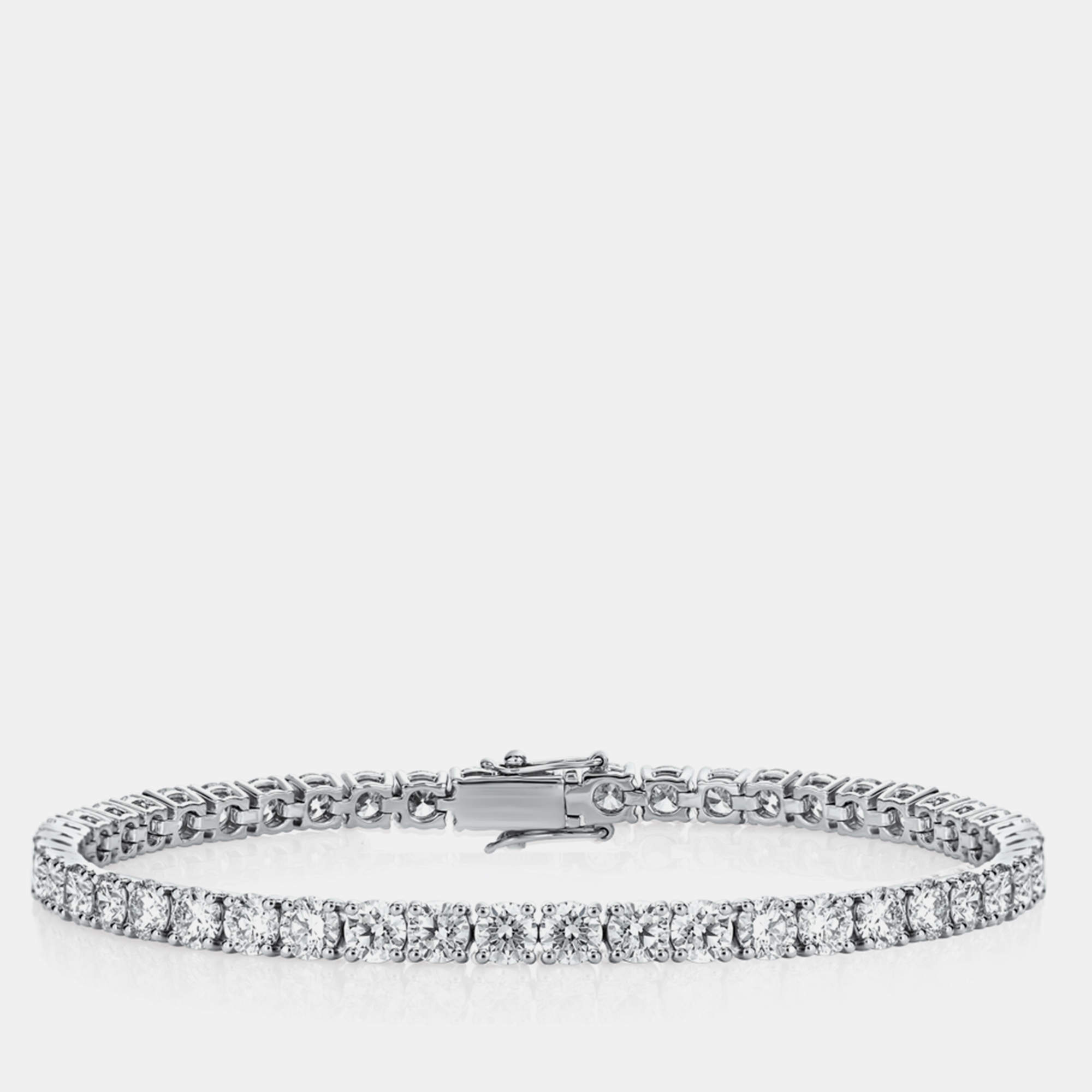 Pre Owned 18k White Gold Stunning 7.50 cts Lab Grown Round Diamond Tennis Bracelet