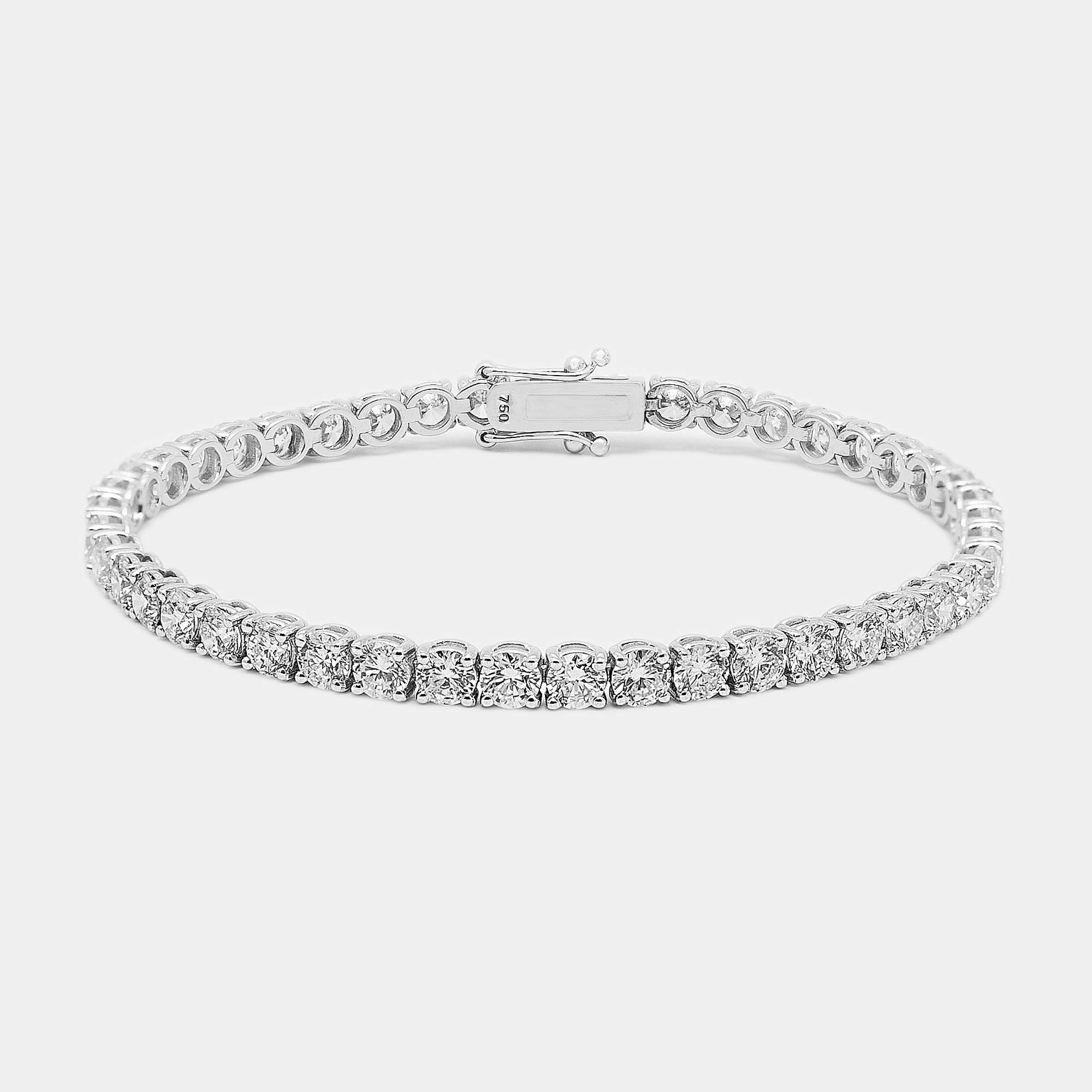 7.8 cts Round Brilliant Cut 18k White Gold Lab Grown Diamond Tennis Bracelet