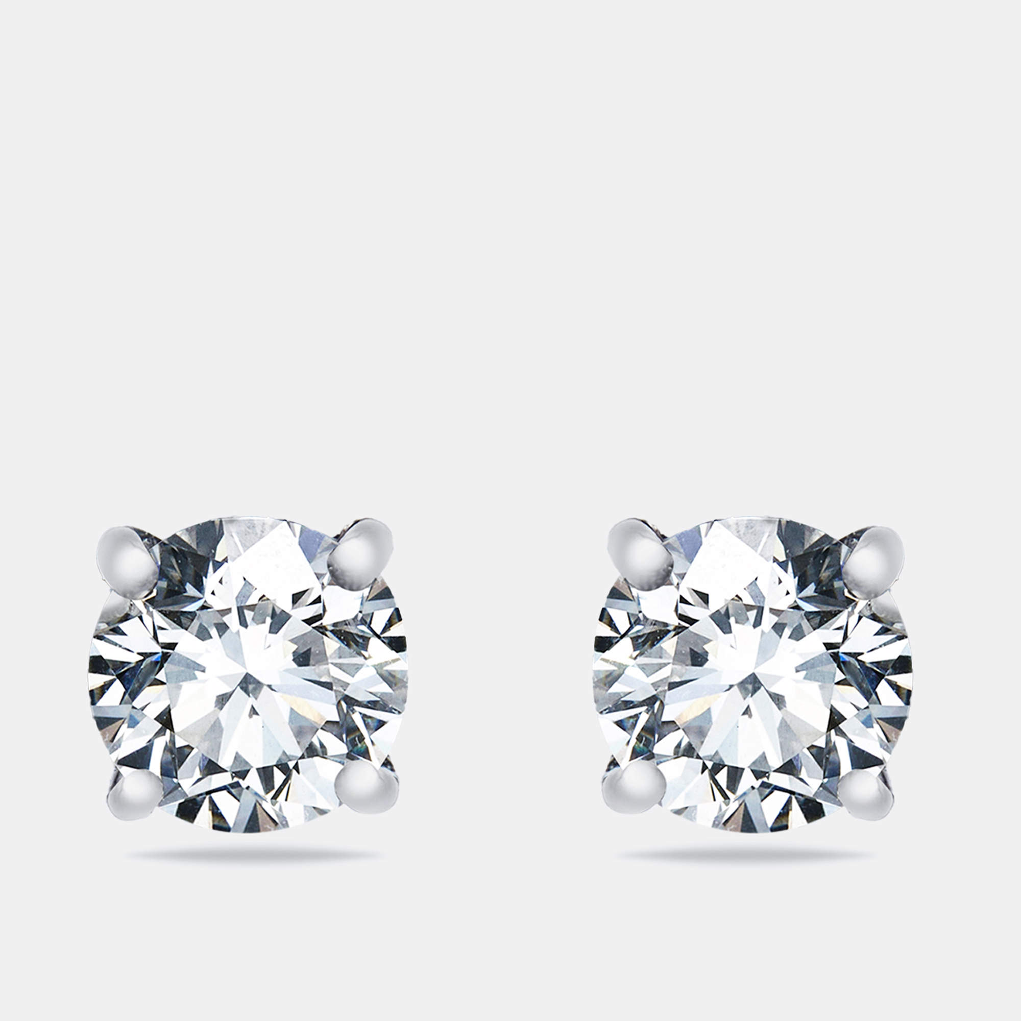 1.10 cts Round Brilliant Cut 18k White Gold Lab Grown Diamonds Solitaire Stud Earrings