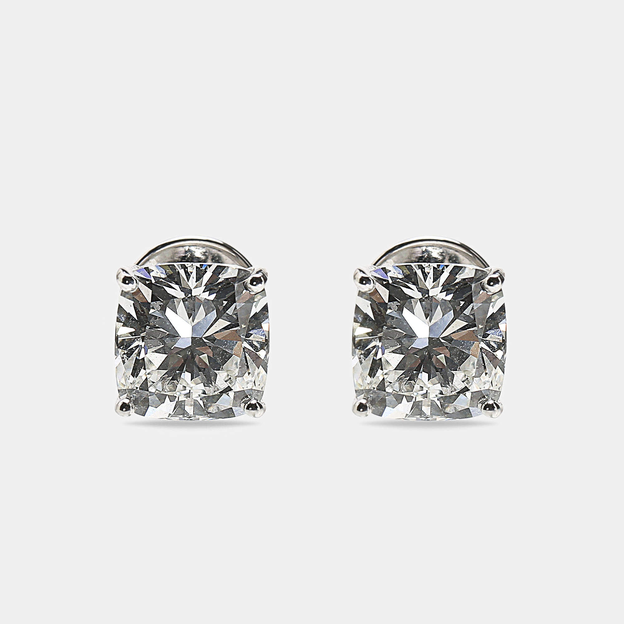 Pre Owned 6.00 cts Cushion Brilliant Cut 18k White Gold Lab Grown Diamonds Solitaire Stud Earrings