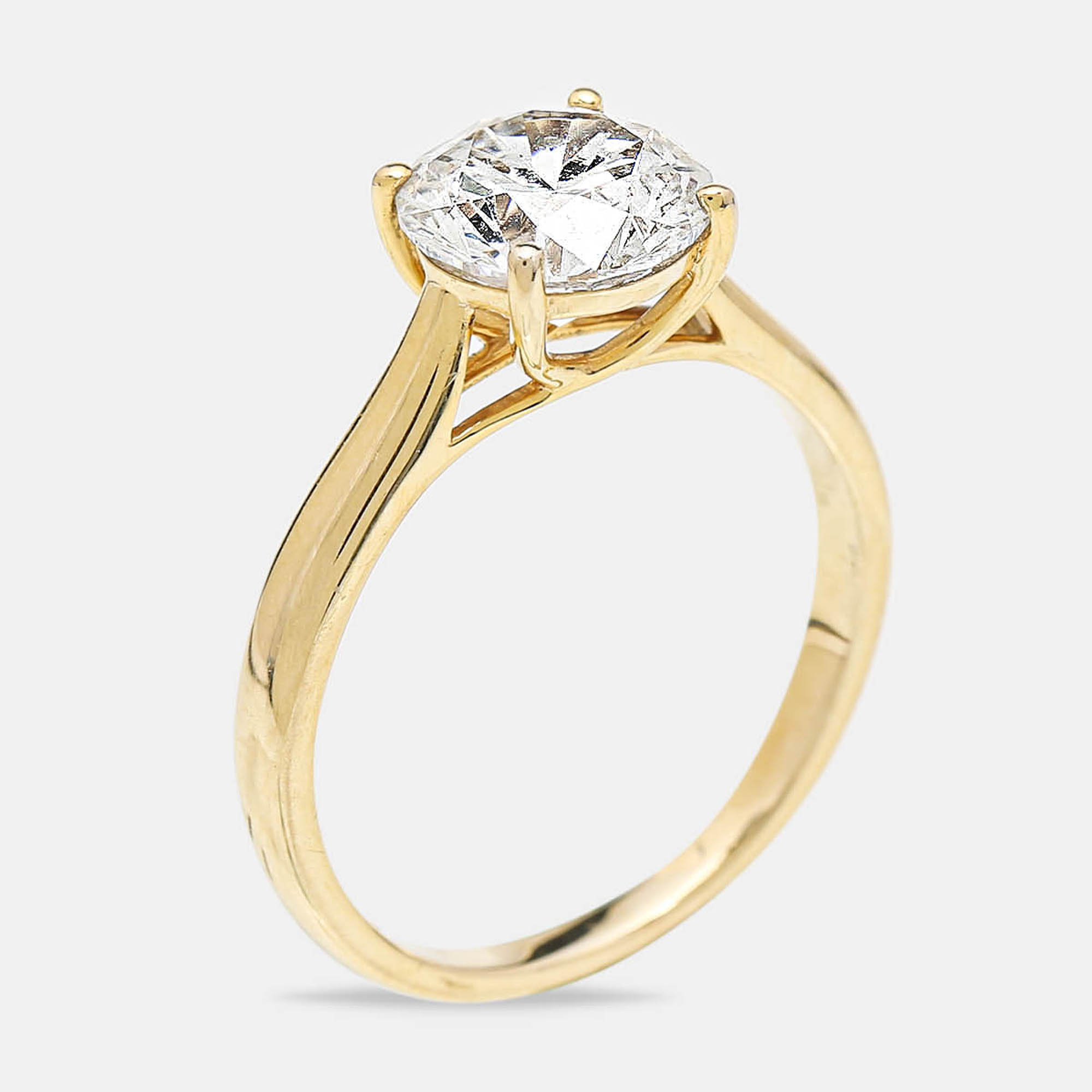 2.00 cts Round Brilliant Cut 18k Yellow Gold Lab Grown Diamonds Ring Size 52