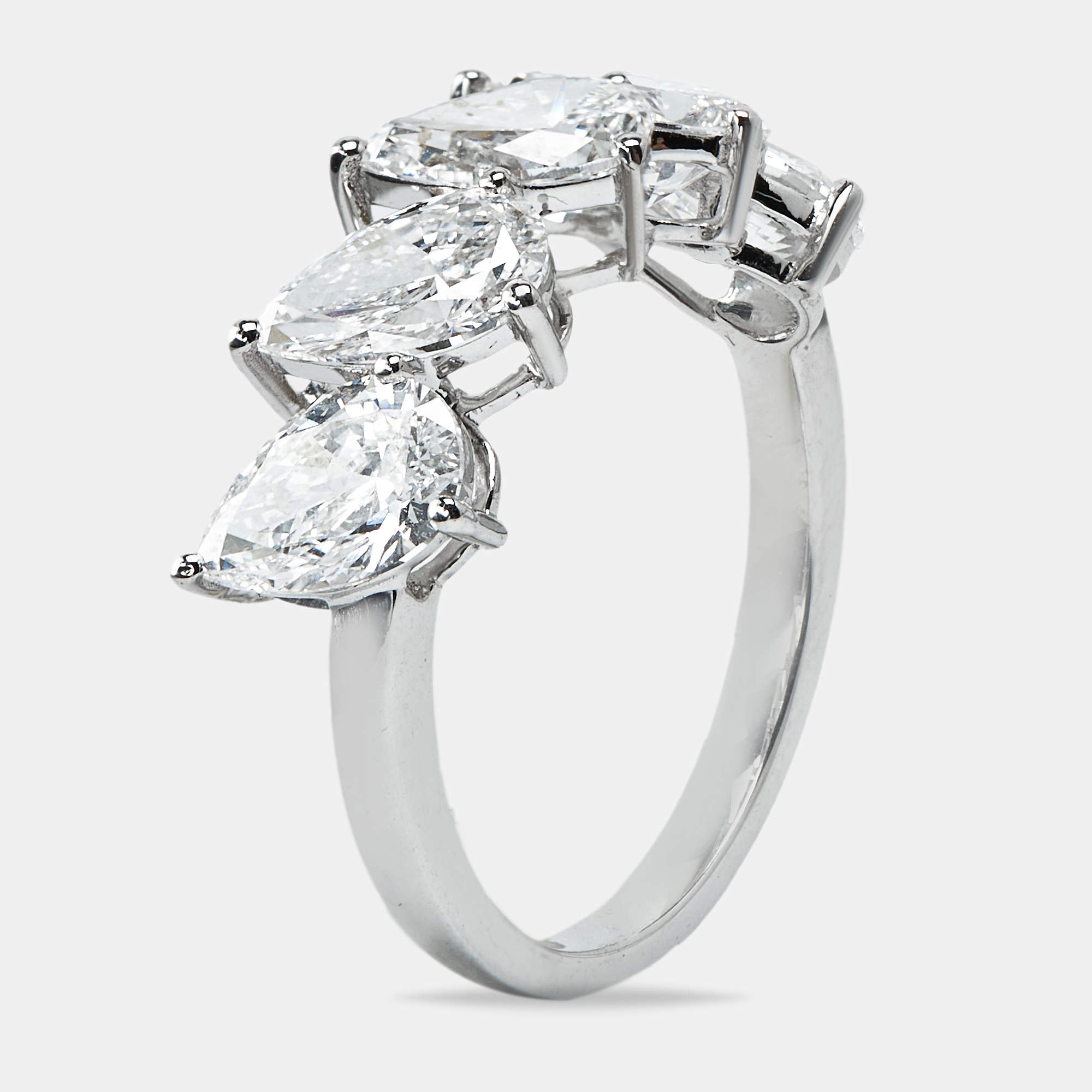 2.50 cts Pear Brilliant Cut 18k Lab Grown Diamond 18k White Gold Ring Size 53