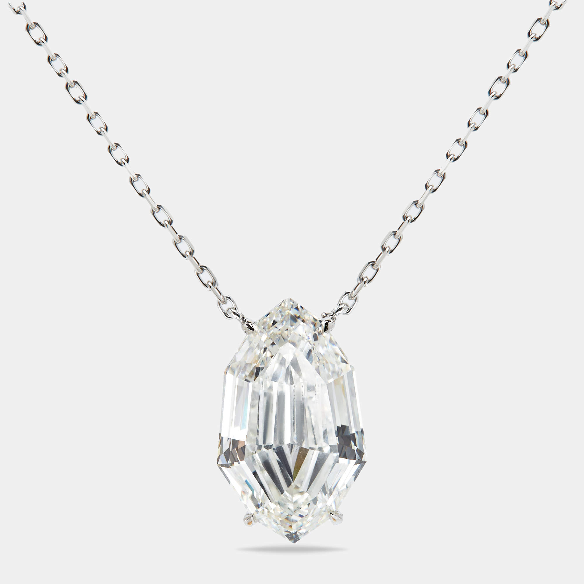 10.00 cts Decagonal Step Cut Lab Grown Diamond 18k White Gold Chain Necklace