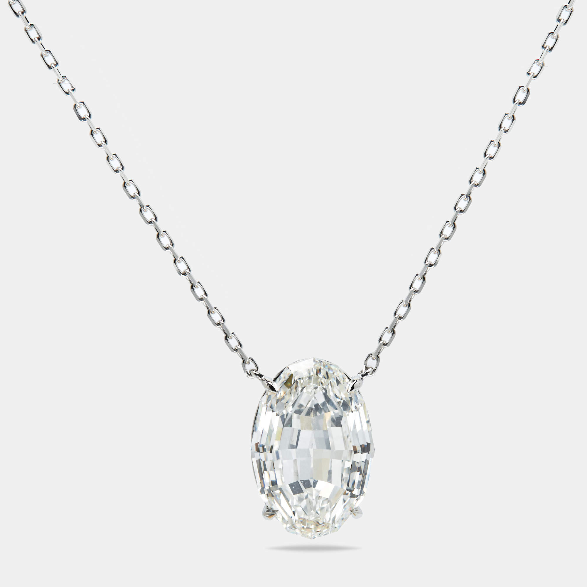 10.00 cts Step Cut Lab Grown Diamond 18k White Gold Chain Necklace