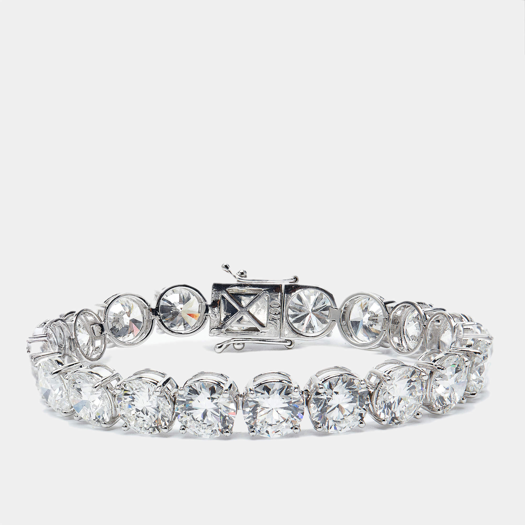48.00 cts Round Brilliant Cut Lab Grown Diamond 18k White Gold Tennis Bracelet
