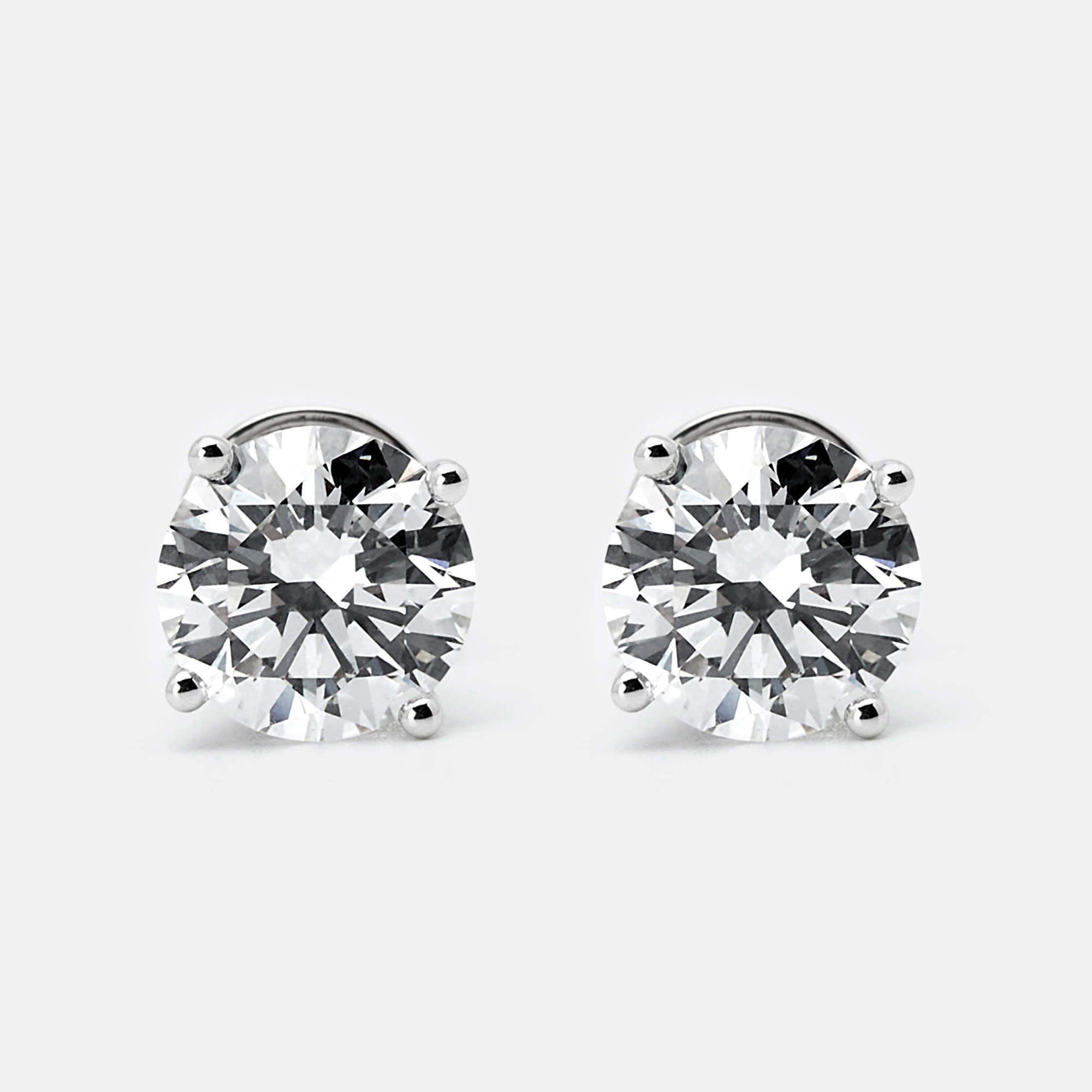 6.00 cts Round Brilliant Cut 18k White Gold Lab Grown Diamonds Solitaire Stud Earrings