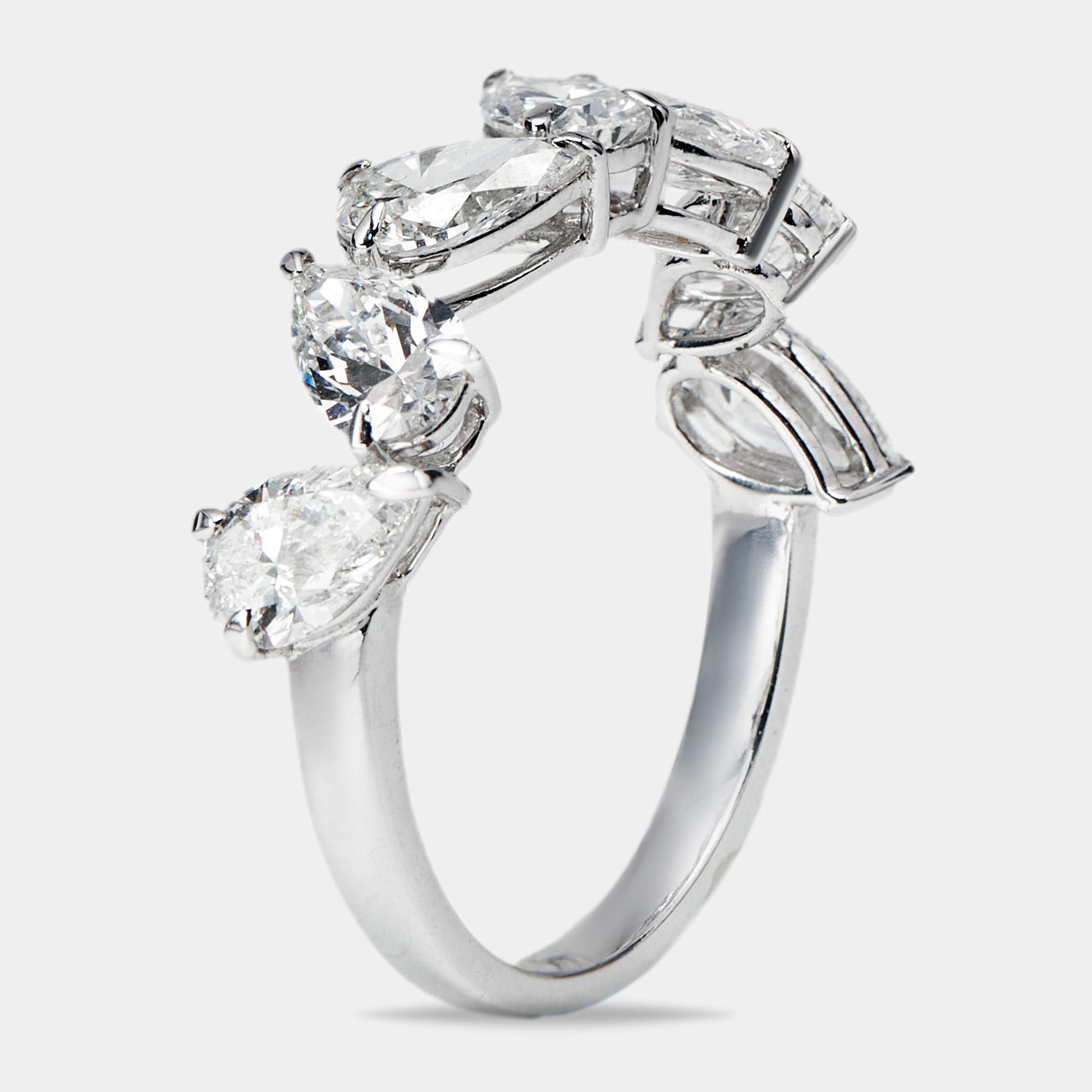 Pre Owned 2.30 cts Pear Lab Grown Diamond 18k White Gold Ring Size 55