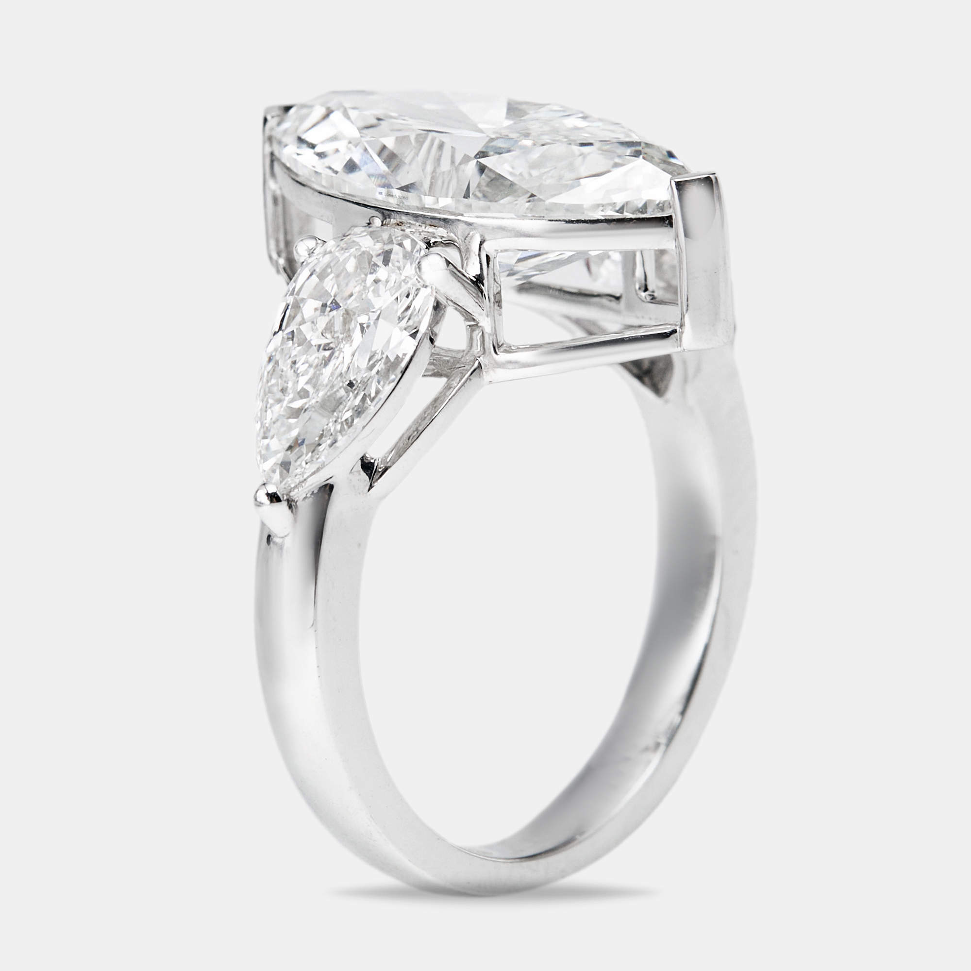 Pre Owned 7.10 cts Marquise and Pear Lab Grown Diamond 18k White Gold Ring Size 52