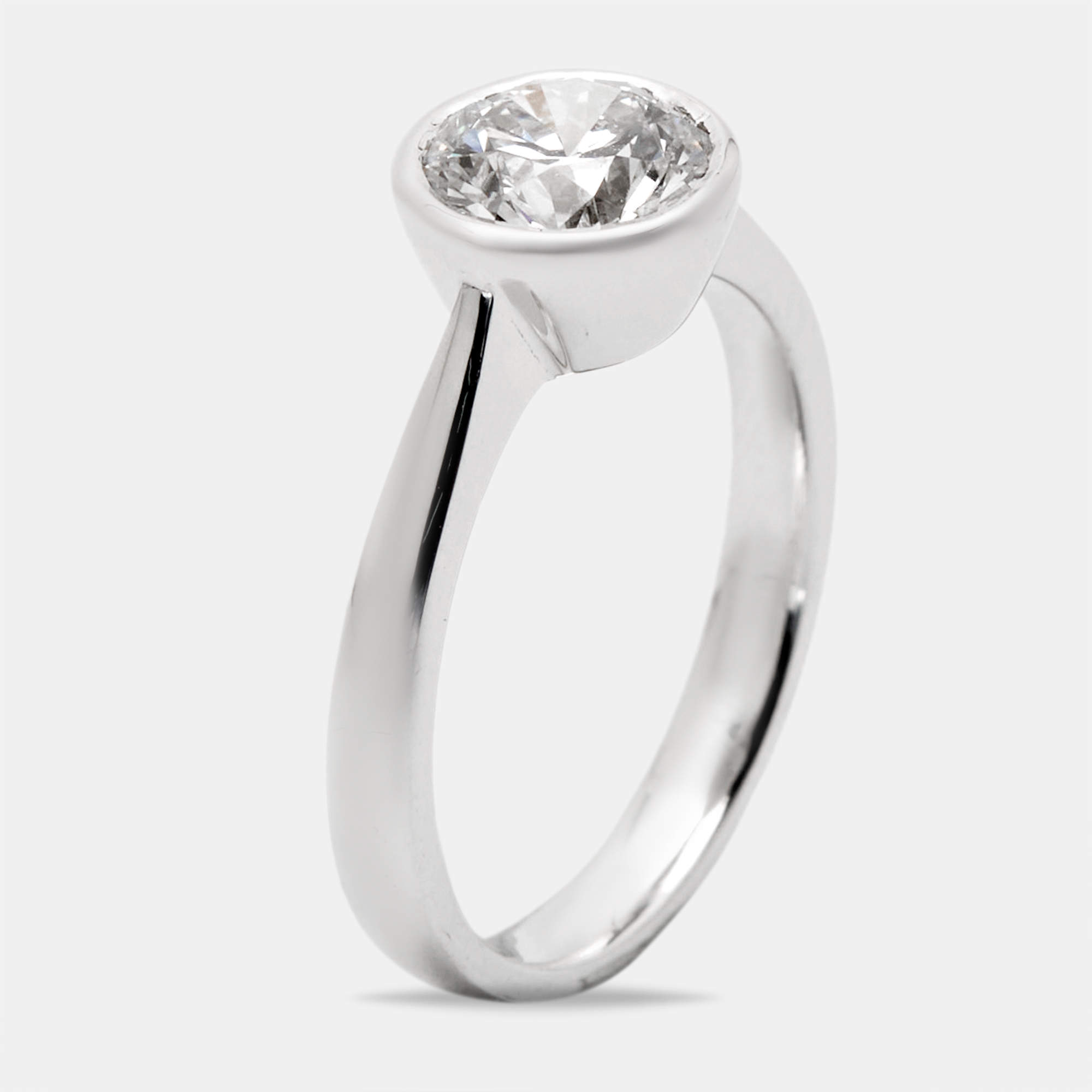 1.30 cts Round Brilliant Cut Lab Grown Diamond 18k White Gold Ring Size 52