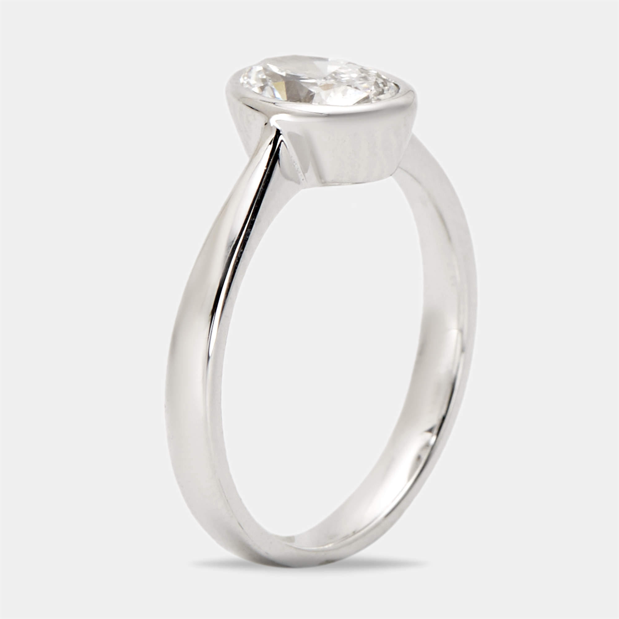 1.00 cts Oval Cut Lab Grown Diamond 18k White Gold Ring Size 52
