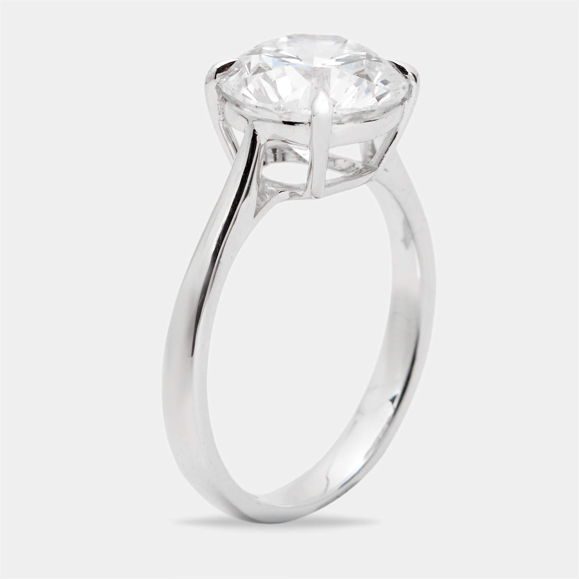 3.15 cts Round Brilliant Lab Grown Diamond 18k White Gold Ring Size 52