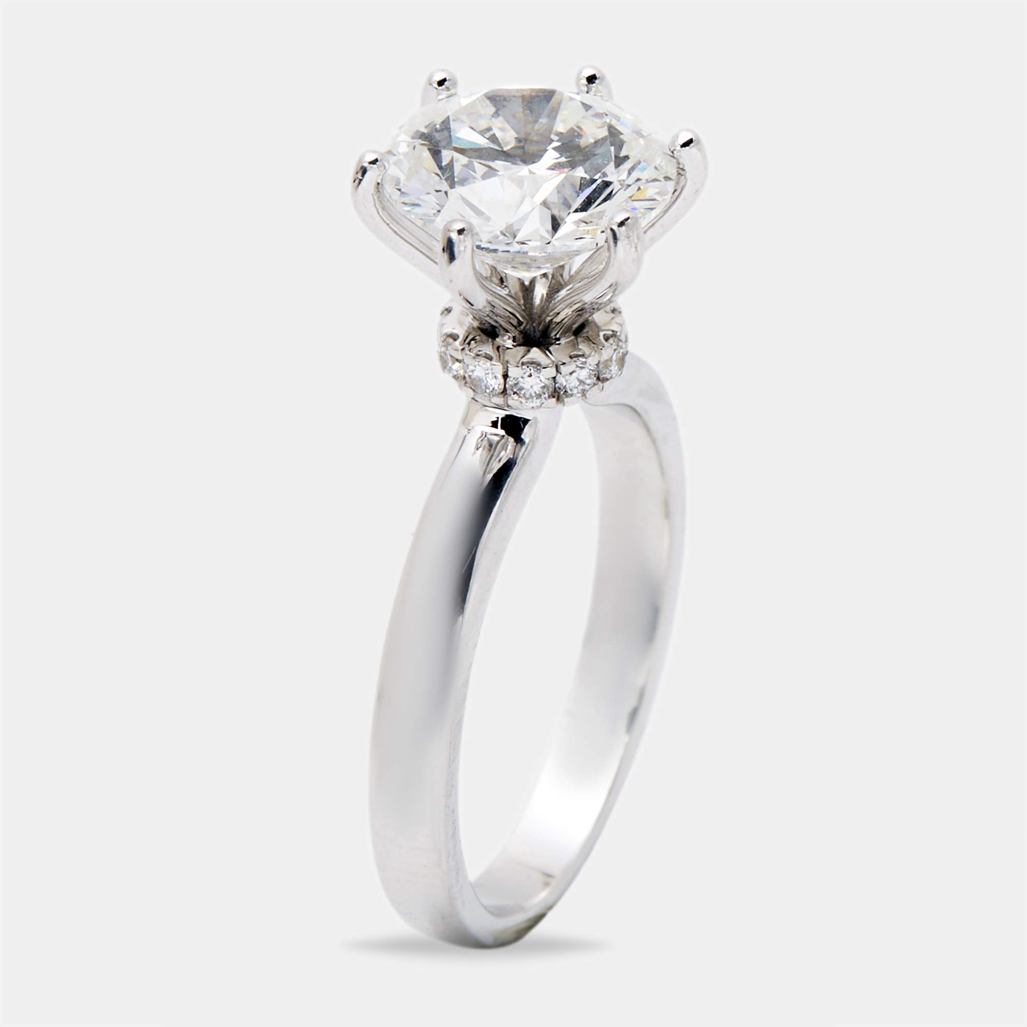 3.00 cts Round Brilliant Cut Lab Grown Diamond 18k White Gold Ring Size 53