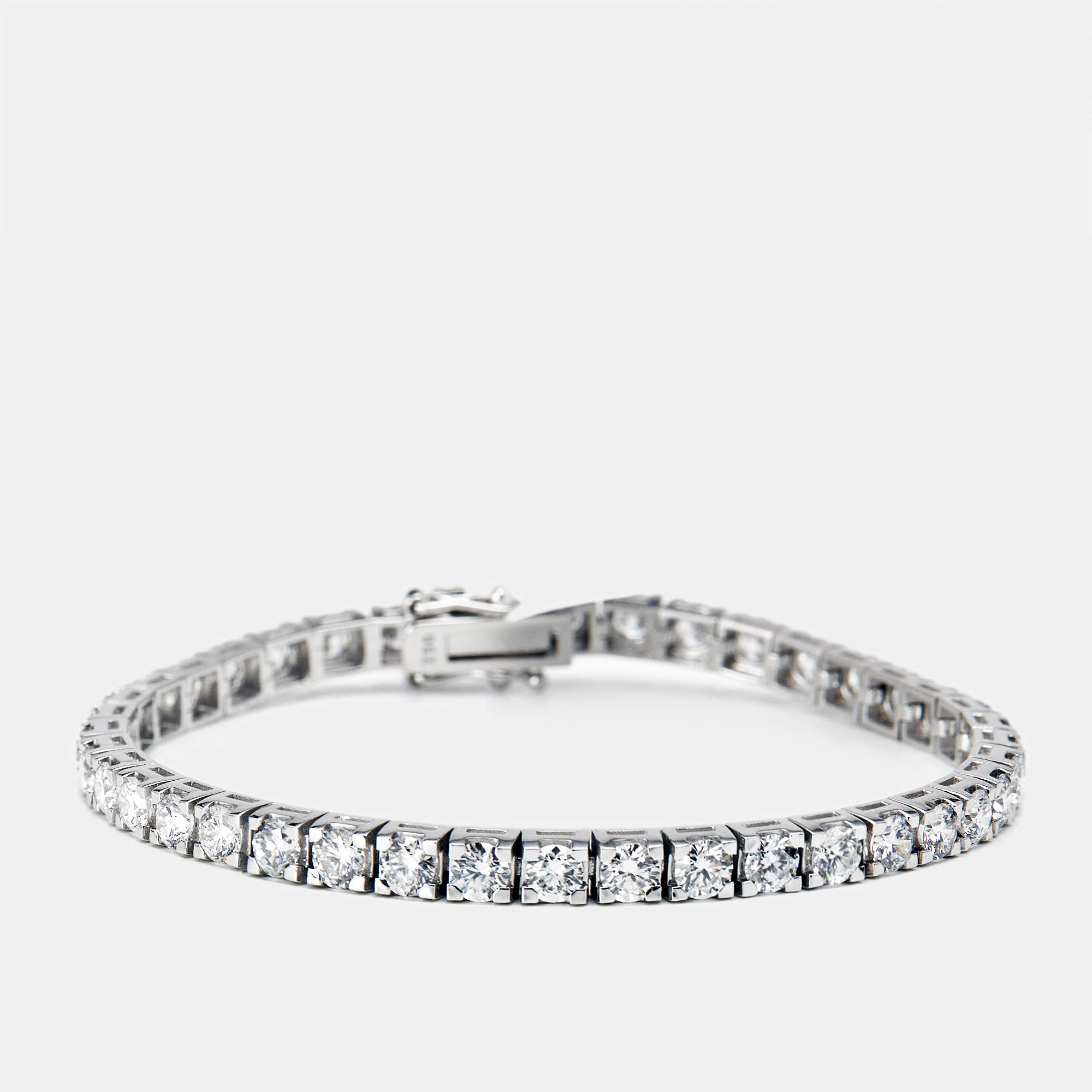 6.45 cts Round Brilliant Cut Lab Grown Diamonds 18k White Gold Tennis Bracelet