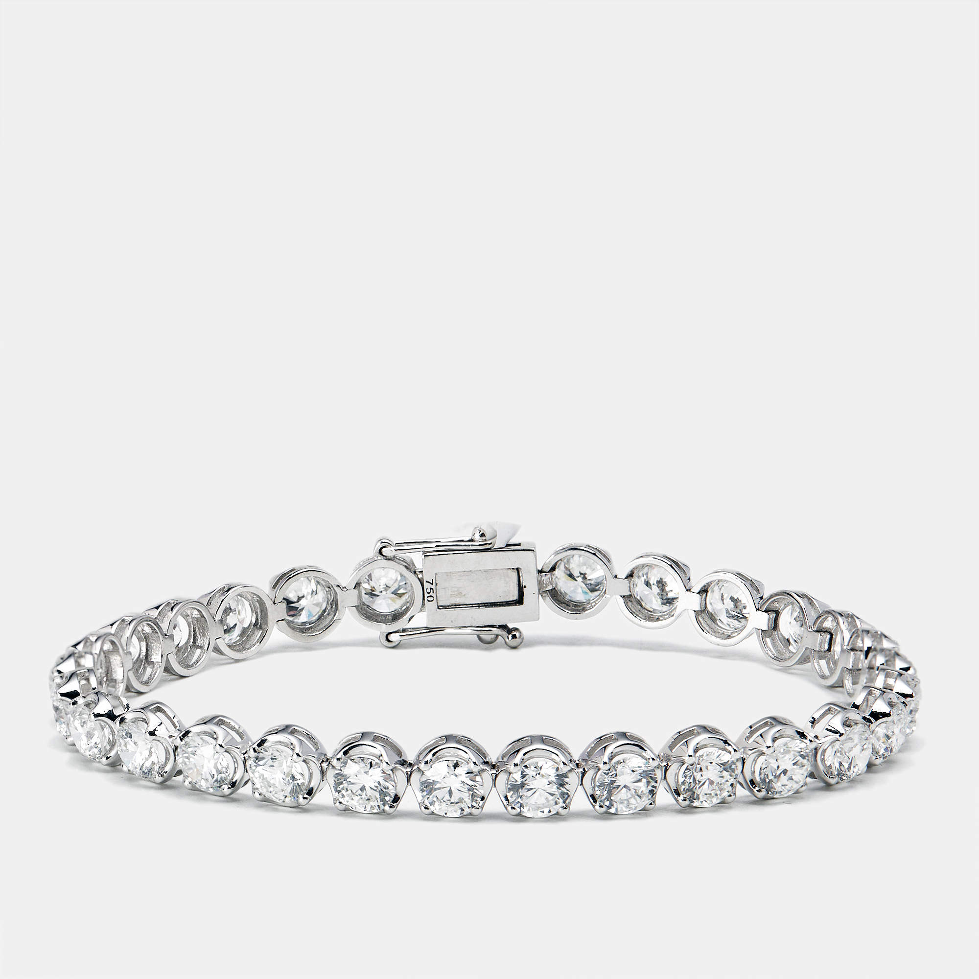 8.61 cts Round Brilliant Cut Lab Grown Diamonds 18k White Gold Tennis Bracelet