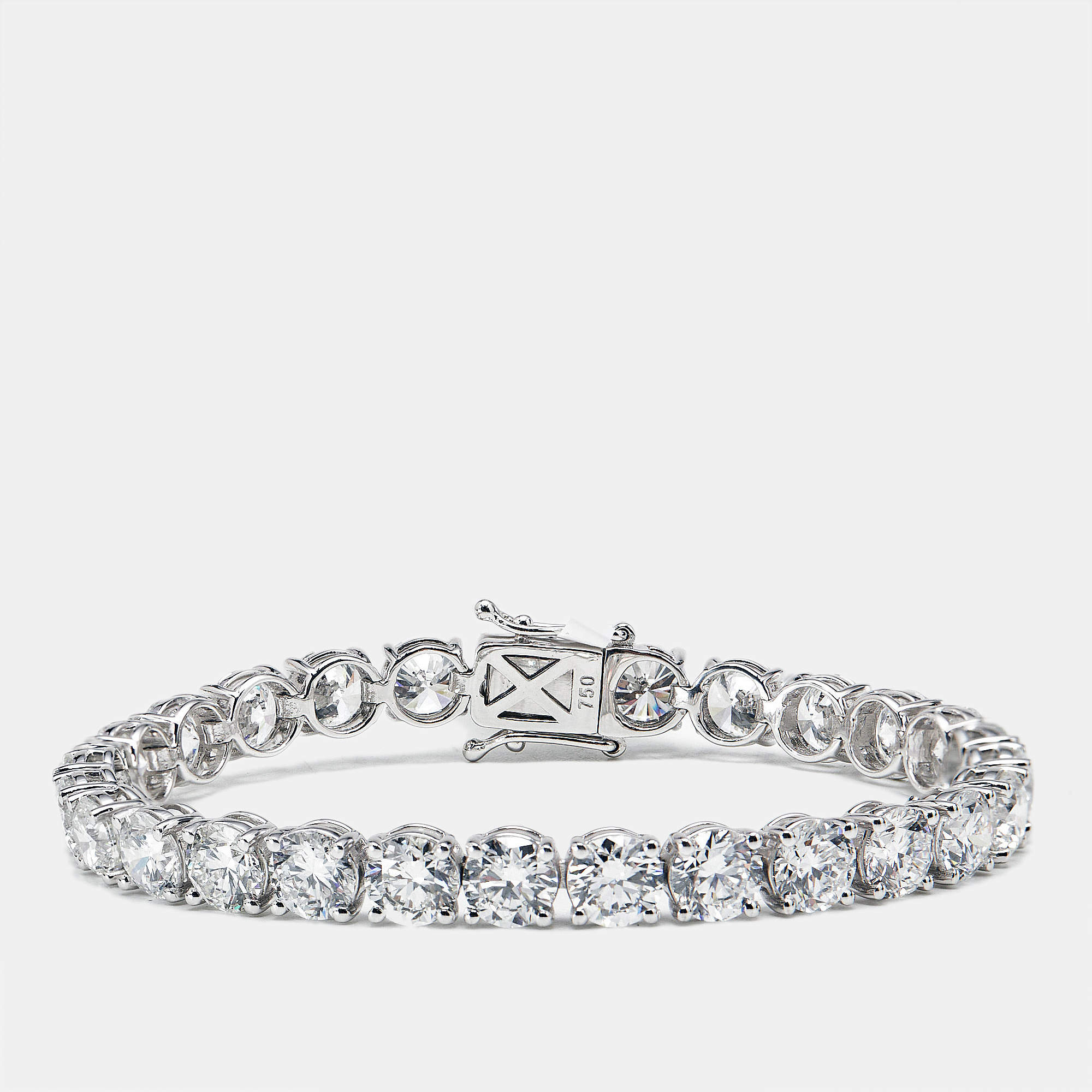 Pre Owned 20.13 cts Round Brilliant Cut Lab Grown Diamonds 18k White Gold Tennis Bracelet