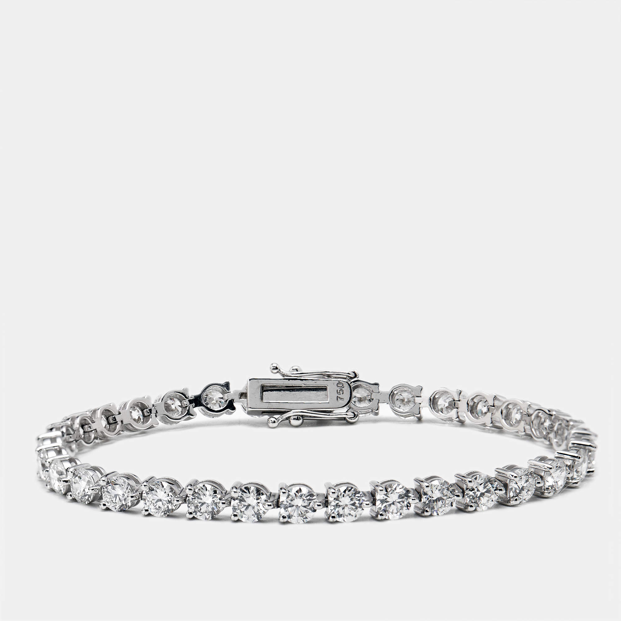 8.02 cts Round Brilliant Cut Lab Grown Diamonds 18k White Gold Tennis Bracelet