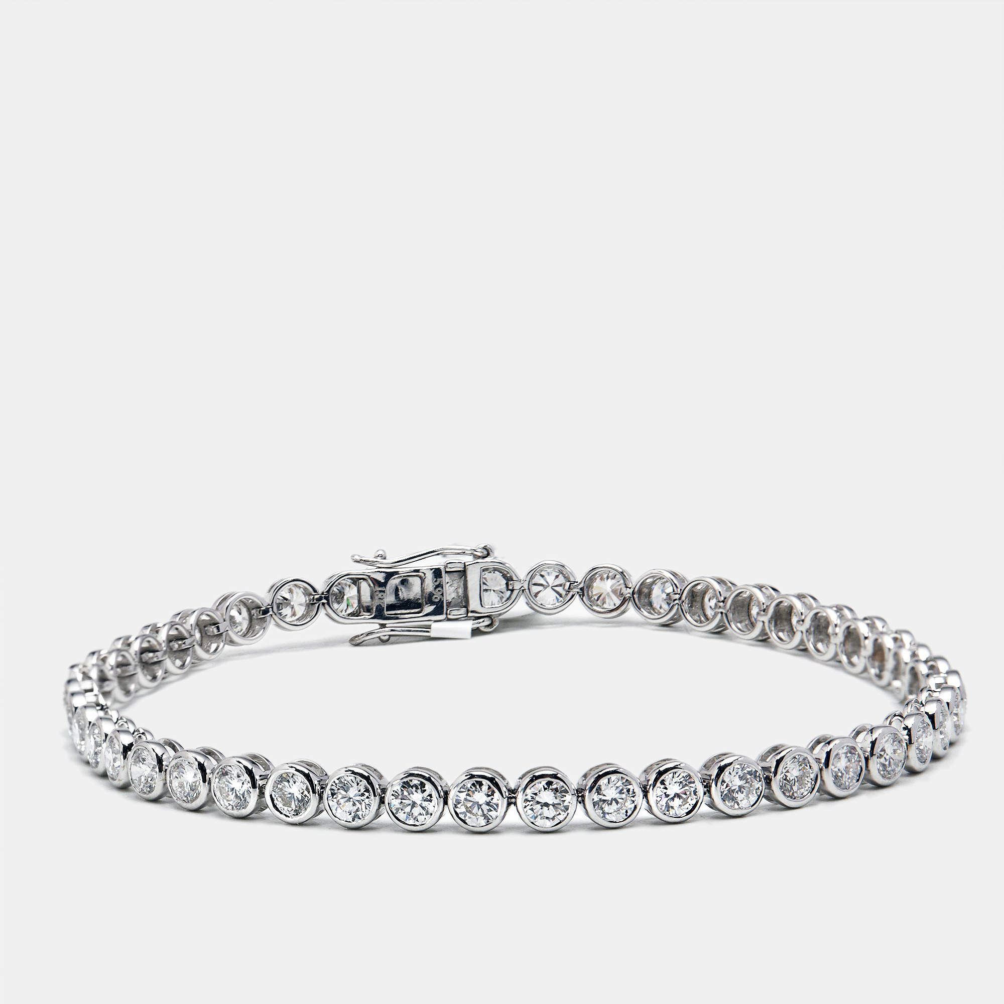 Pre Owned 5.96 cts Round Brilliant Cut Lab Grown Diamonds 18k White Gold Tennis Bracelet