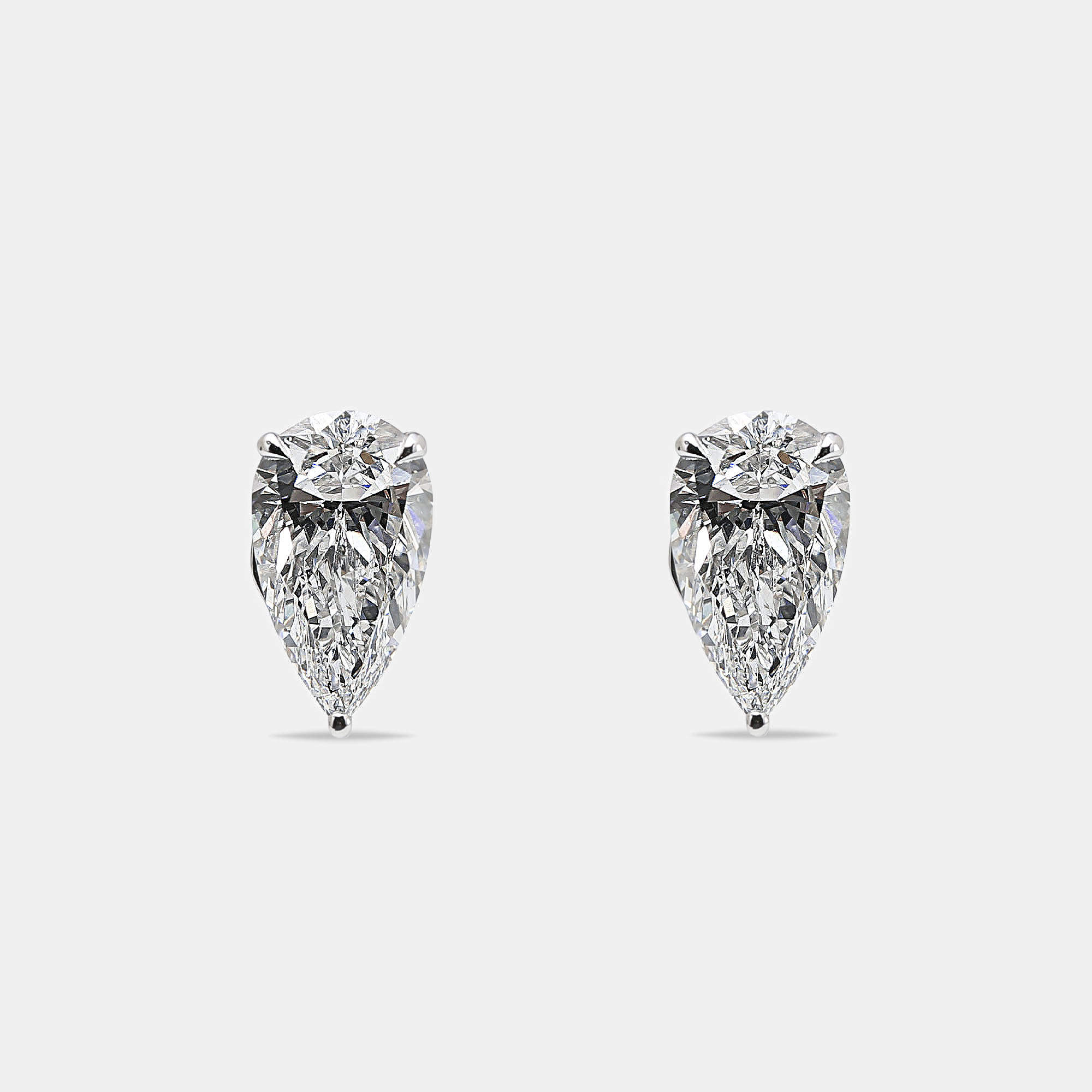 6.00 cts Pear Brilliant Cut 18k White Gold Lab Grown Diamonds Solitaire Stud Earrings