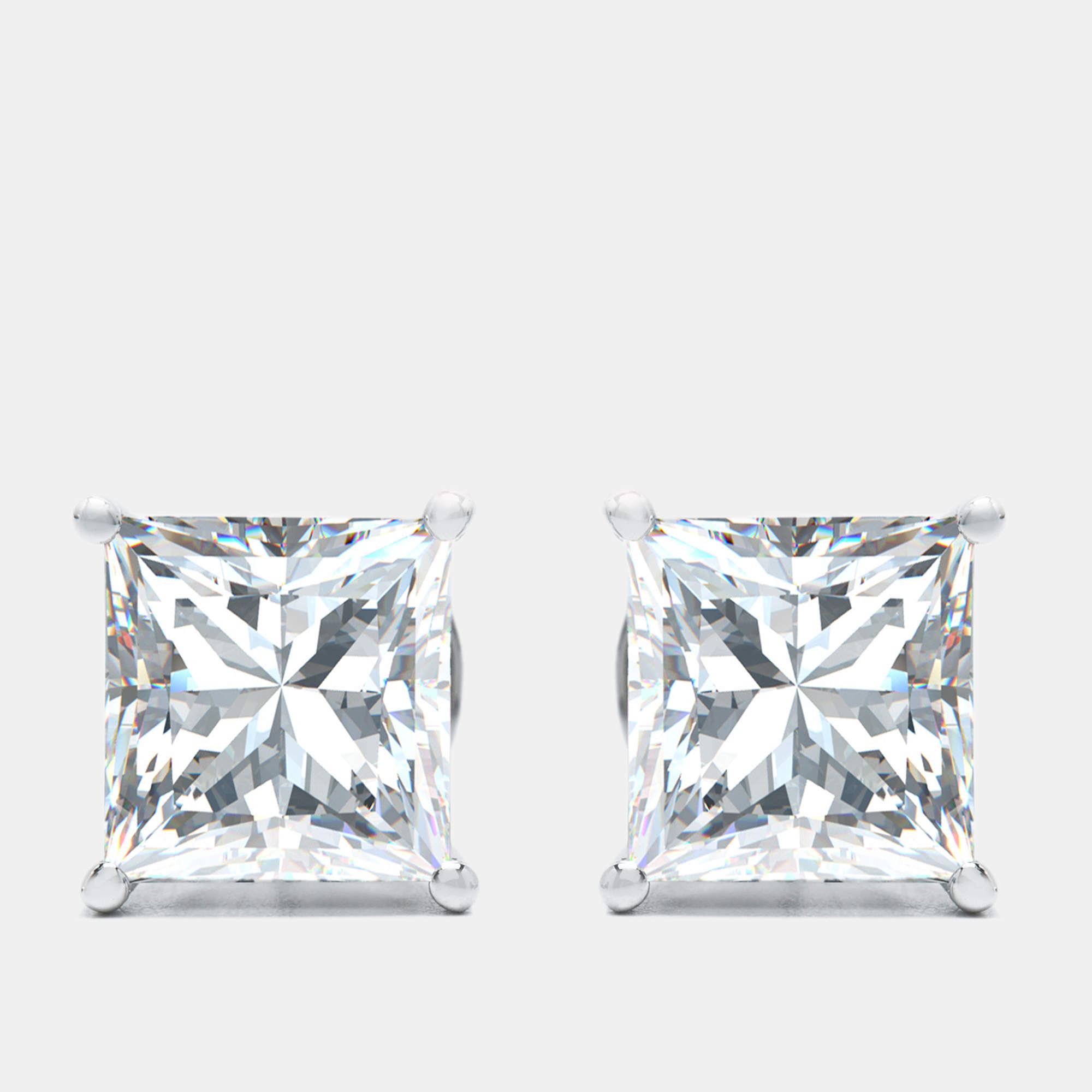 6.00 cts Princess Cut Lab Grown Diamond 18k White Gold Earrings