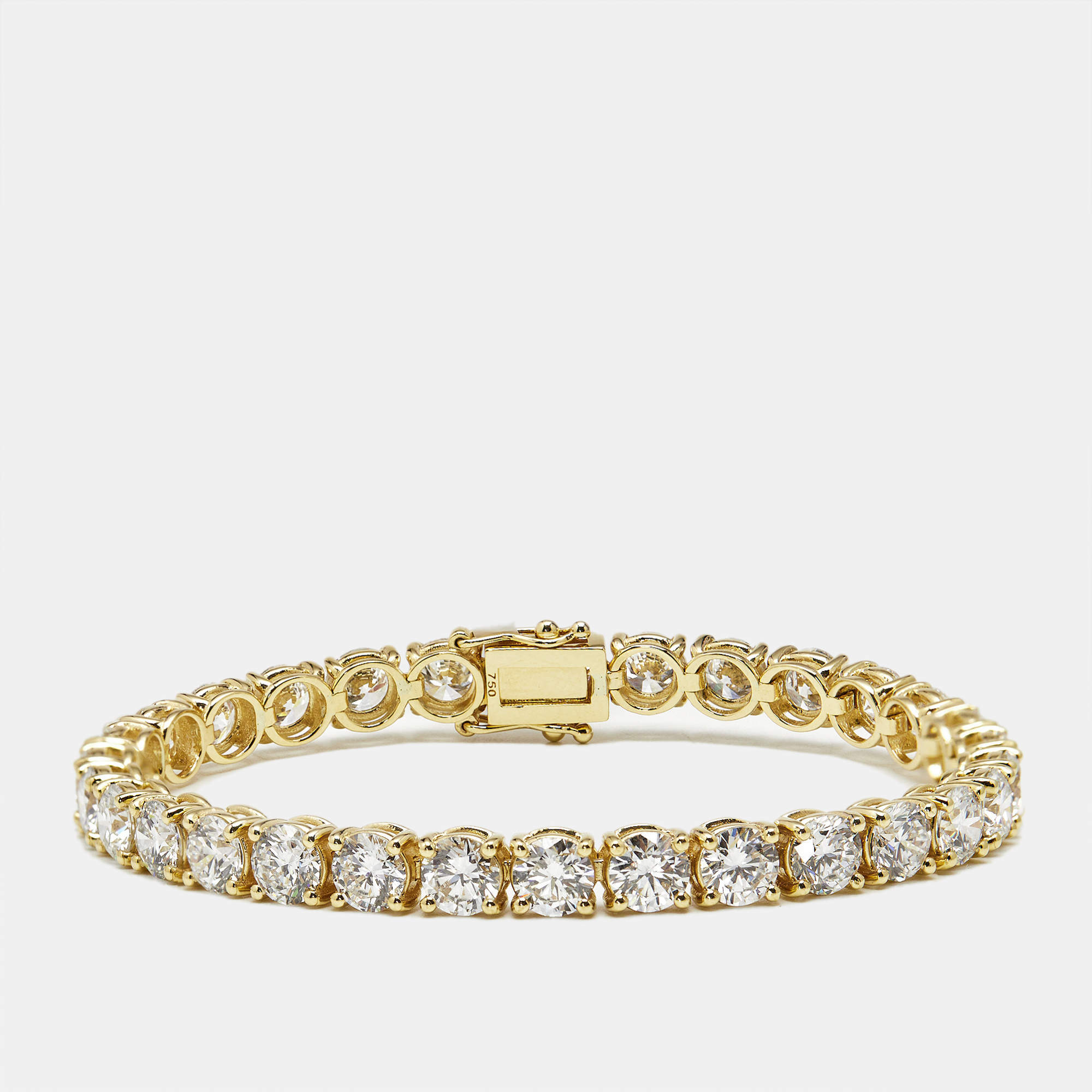 Pre Owned 14.50 cts Round Brilliant Lab Grown Diamonds 18k Yellow Gold Tennis Bracelet