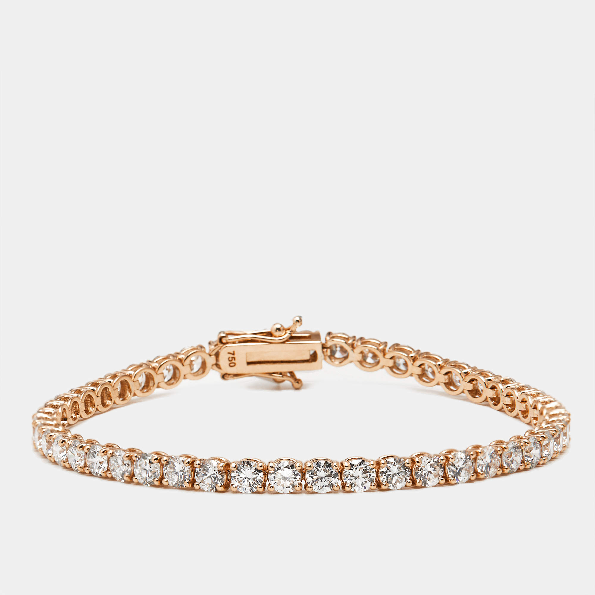 Pre Owned 6.00 cts Round Brilliant Lab Grown Diamonds 18k Rose Gold Tennis Bracelet