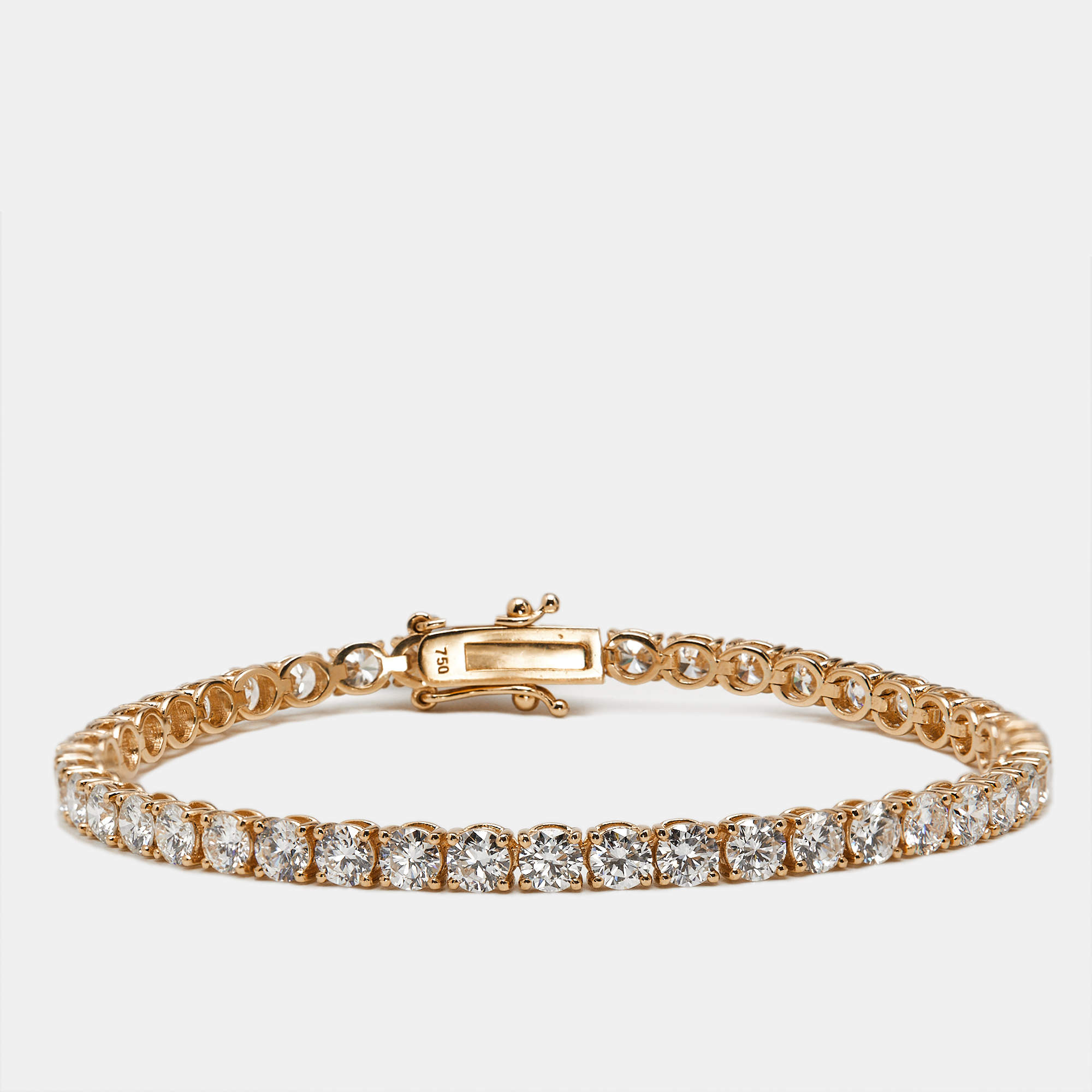 Pre Owned 7.30 cts Round Brilliant Lab Grown Diamonds 18k Rose Gold Tennis Bracelet