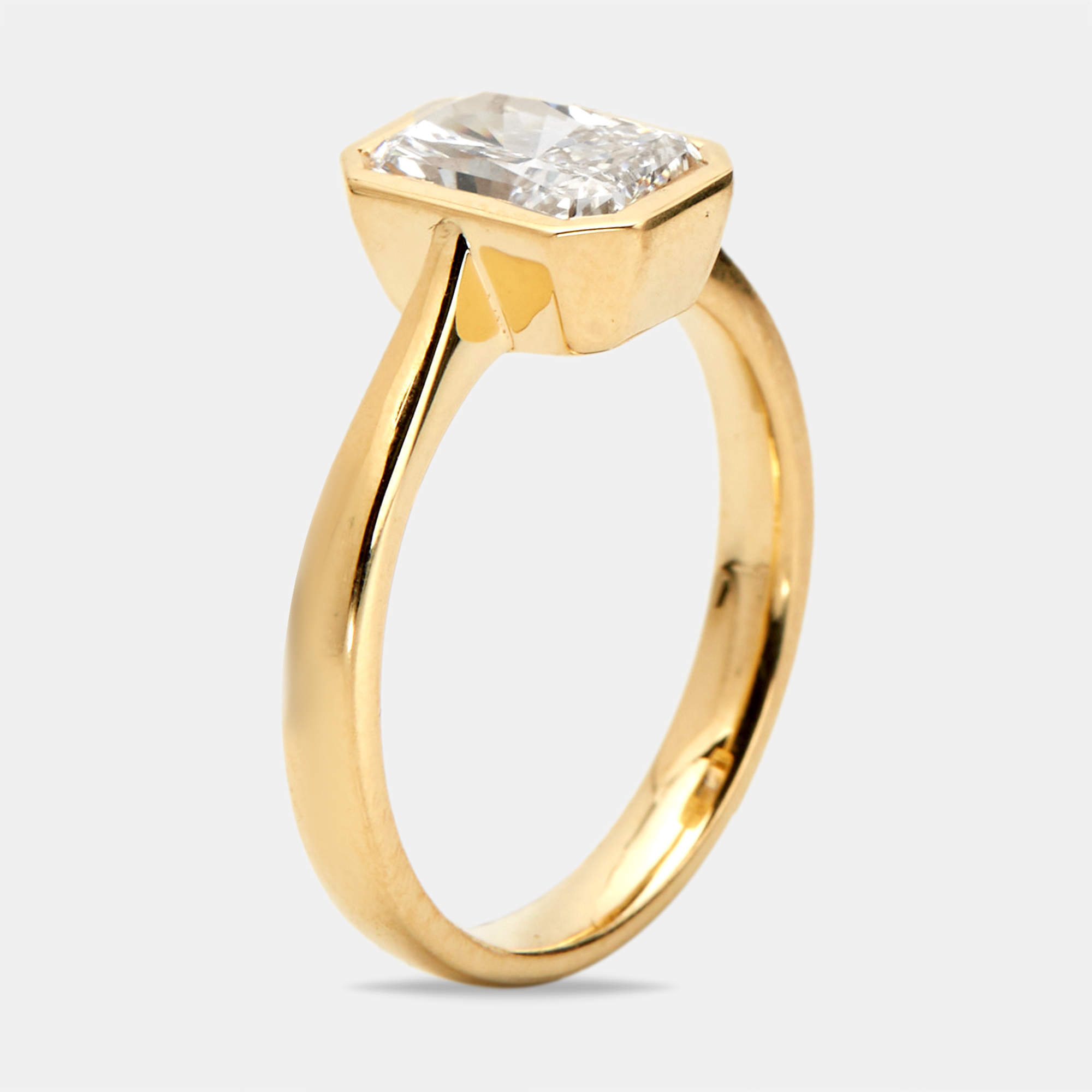 Pre Owned 1.50 cts Radiant Brilliant Cut 18k Yellow Gold Lab Grown Diamonds Ring Size 53