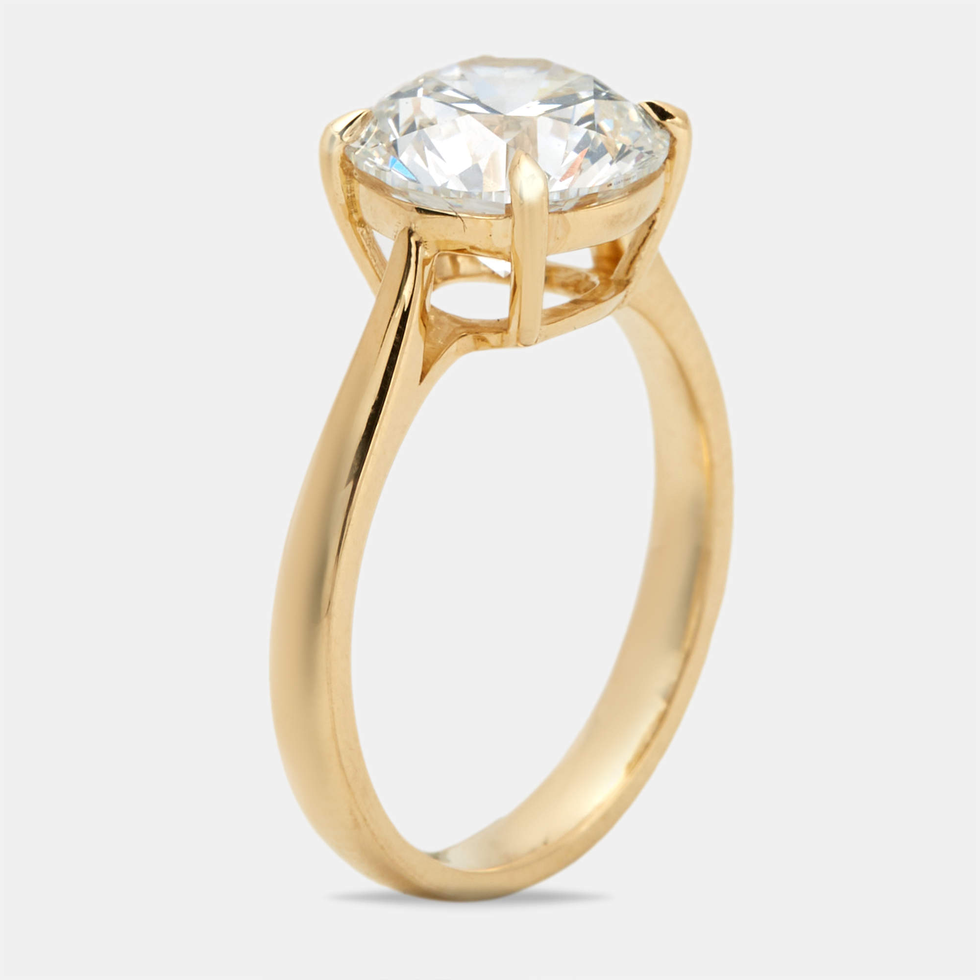 Pre Owned 3.00 cts Round Brilliant Lab Grown Diamond 18k Yellow Gold Ring Size 53