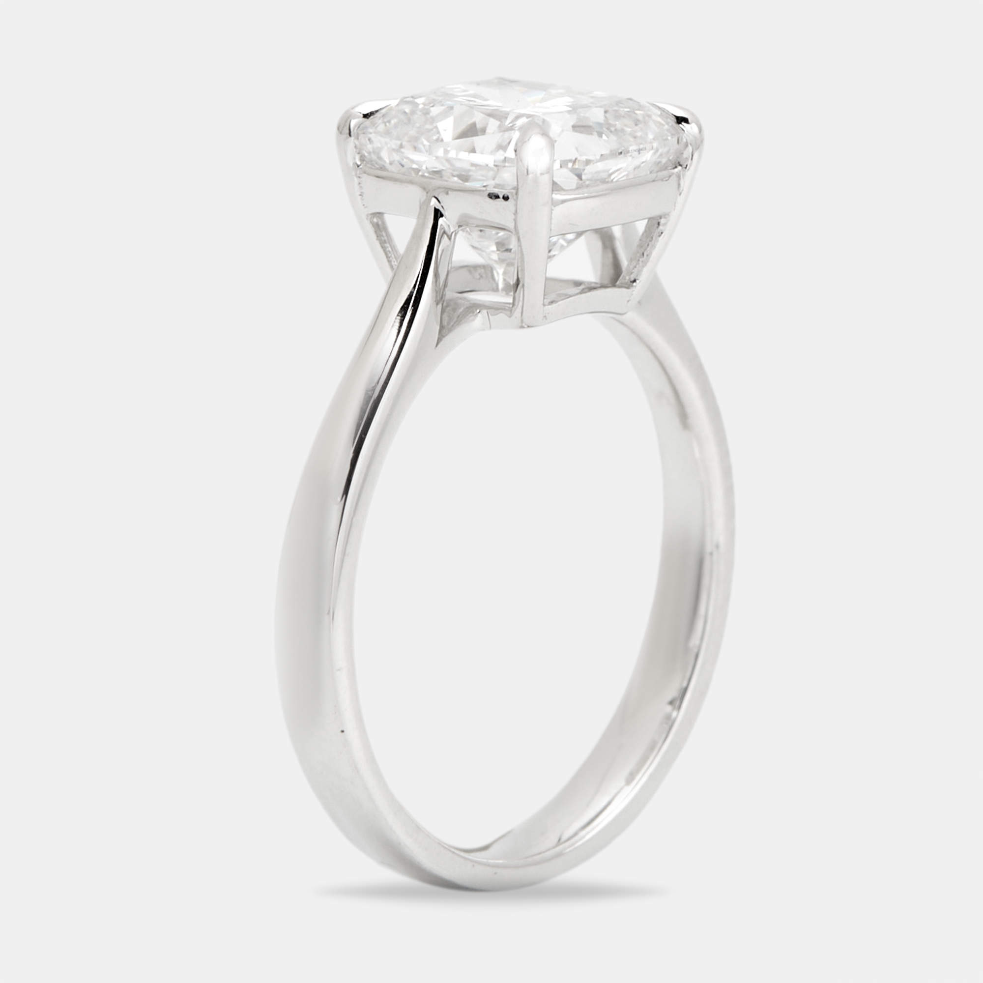 Pre Owned 3.00 cts Cushion Brilliant Lab Grown Diamond 18k White Gold Ring Size 53