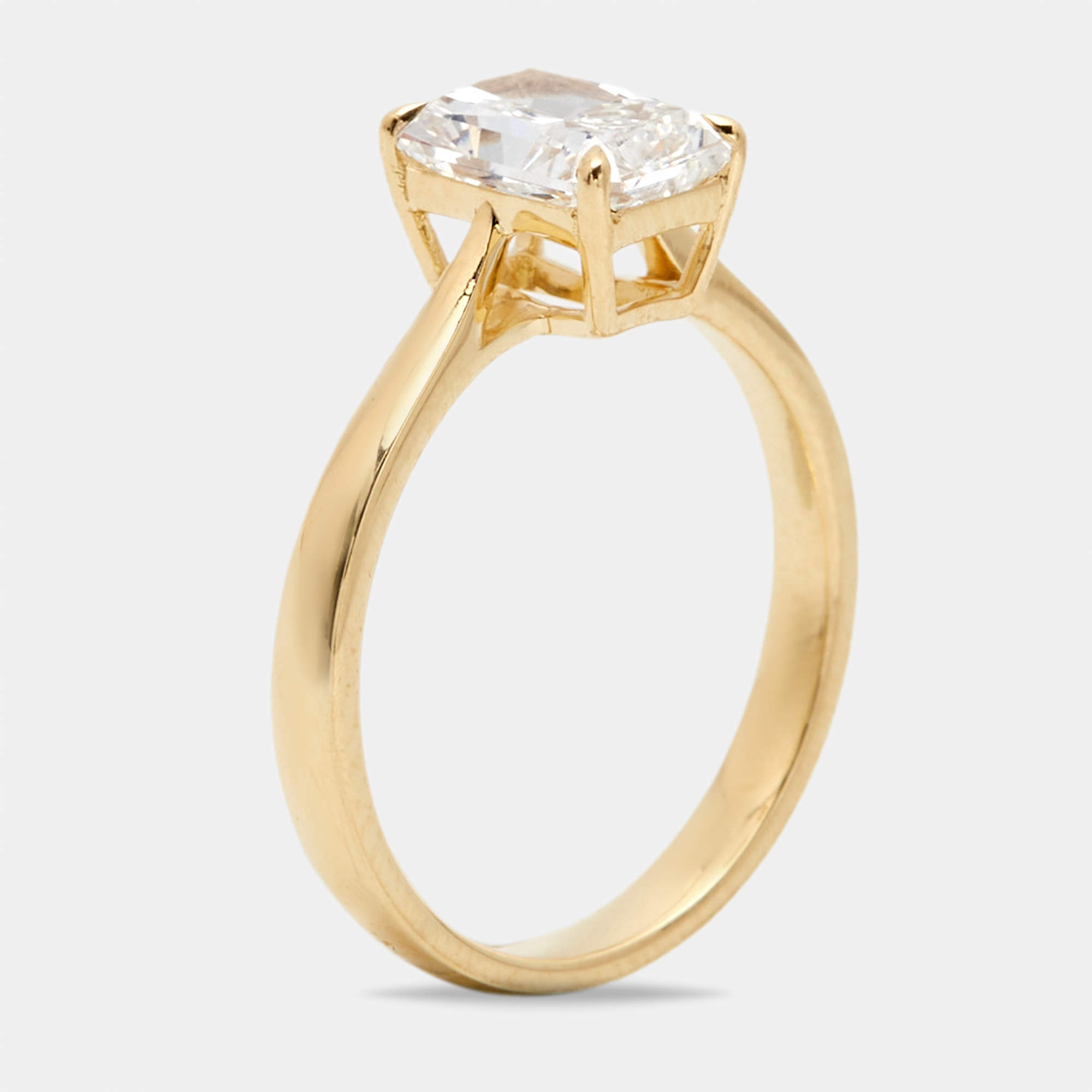 Pre Owned 1.50 cts Radiant Brilliant Cut 18k Yellow Gold Lab Grown Diamonds Ring Size 54