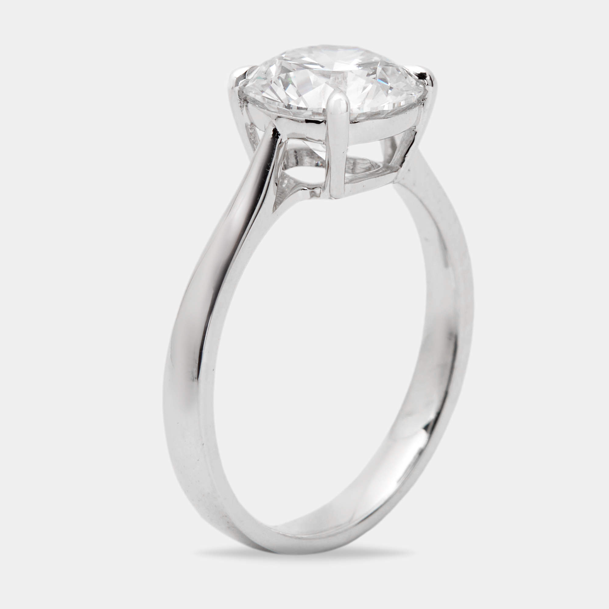 Pre Owned 2.00 cts Round Brilliant 18k White Gold Lab Grown Diamonds Ring Size 54