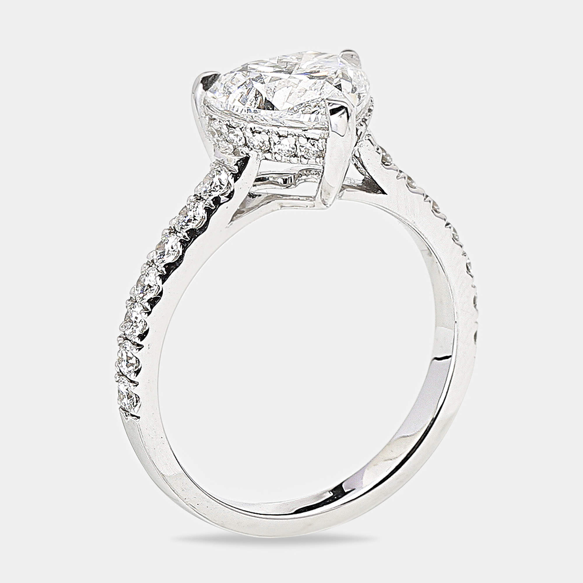 2.50 cts Heart Brilliant Round 18k White Gold Lab Grown Diamonds Ring Size 54
