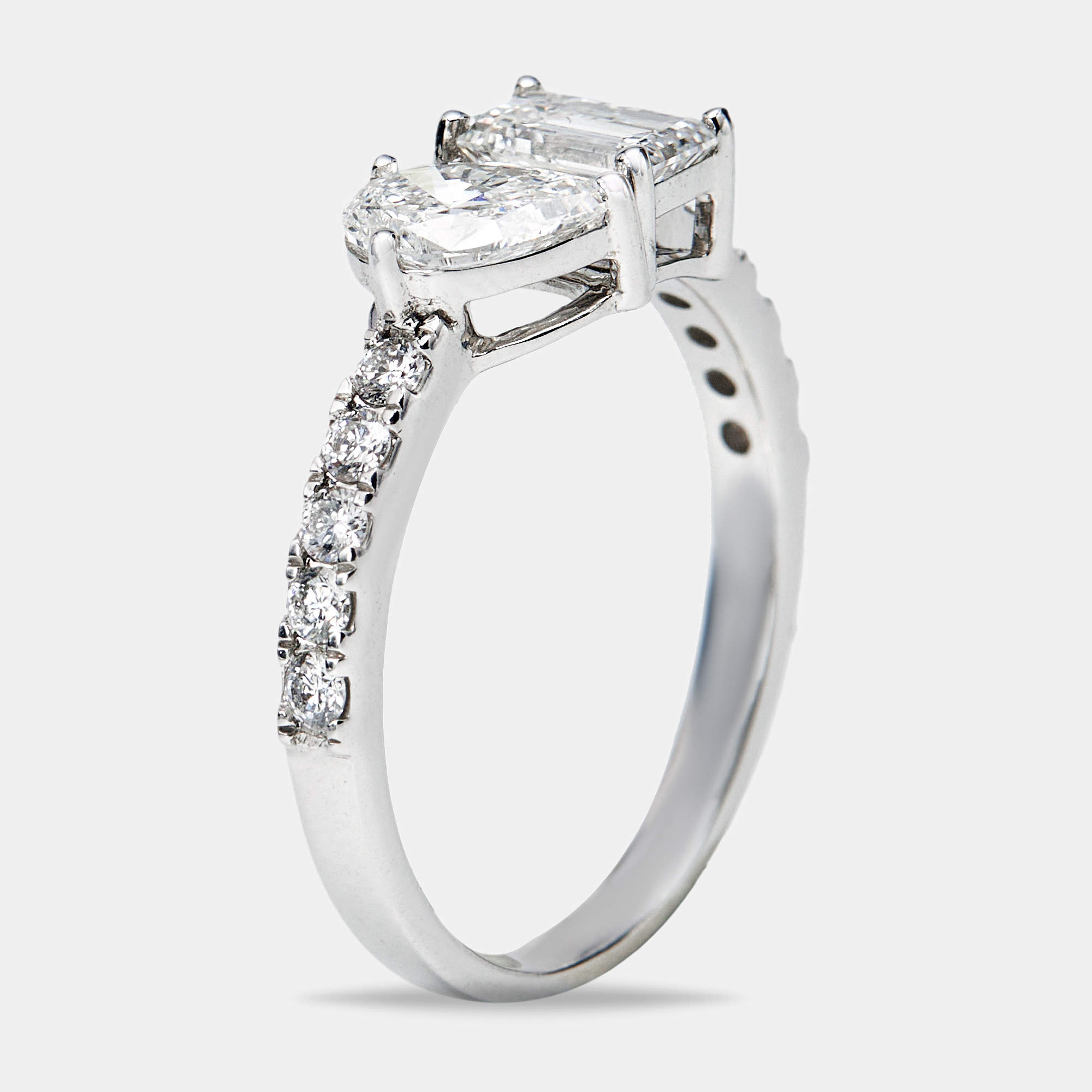 Pre Owned 1.30 cts Lab Grown Diamond 18k White Gold Ring Size 51