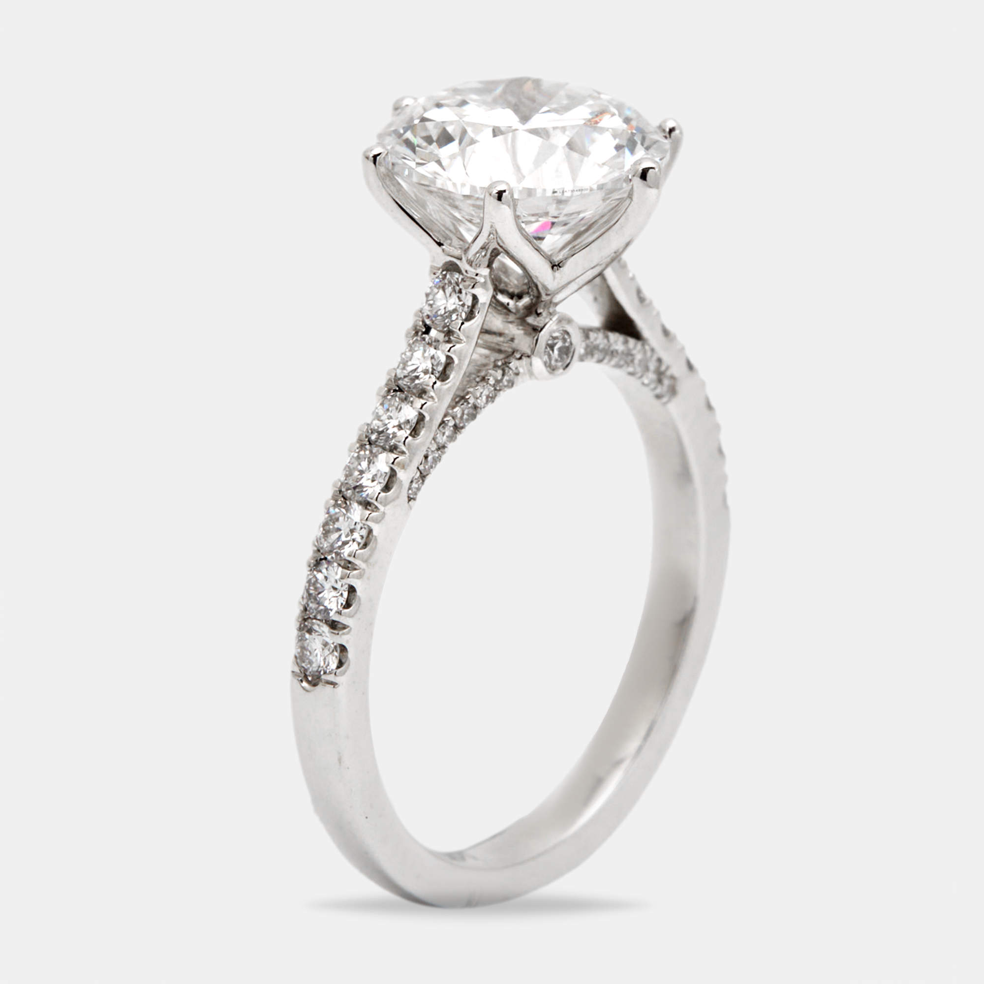 Pre Owned 3.65 cts Round Brilliant Lab Grown Diamond 18k White Gold Ring Size 52