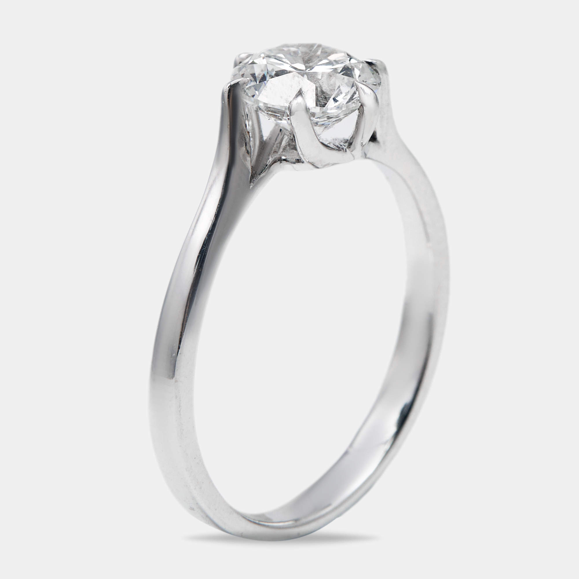 Pre Owned 1.00 cts Round Brilliant Lab Grown Diamond 18k White Gold Ring Size 53